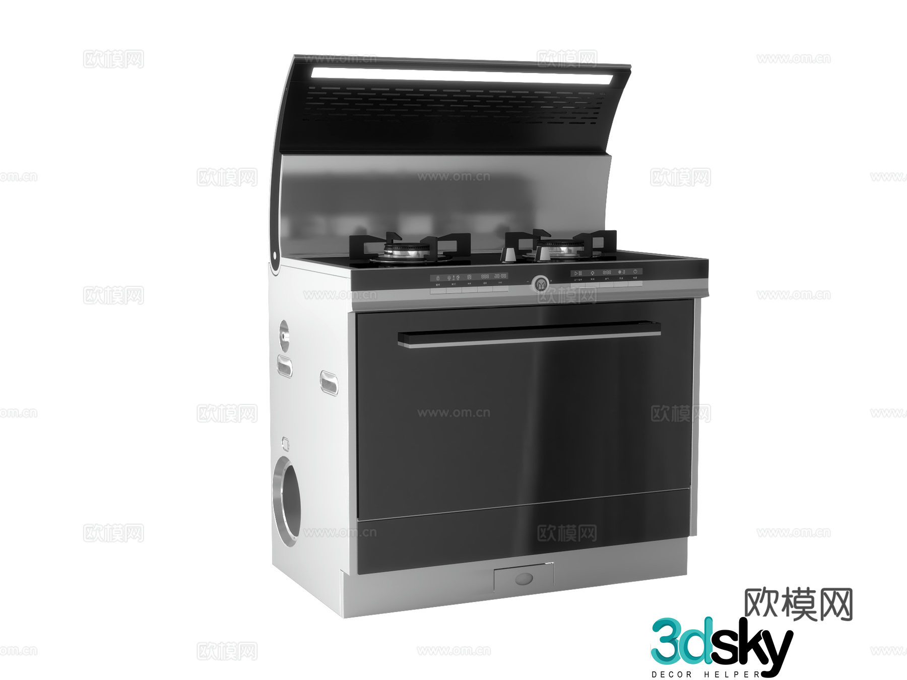 Modern integrated stove 3D model