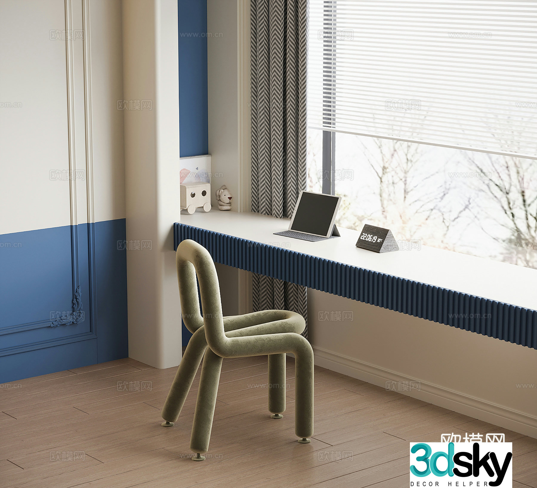 Modern children’s desk and chair 3d model