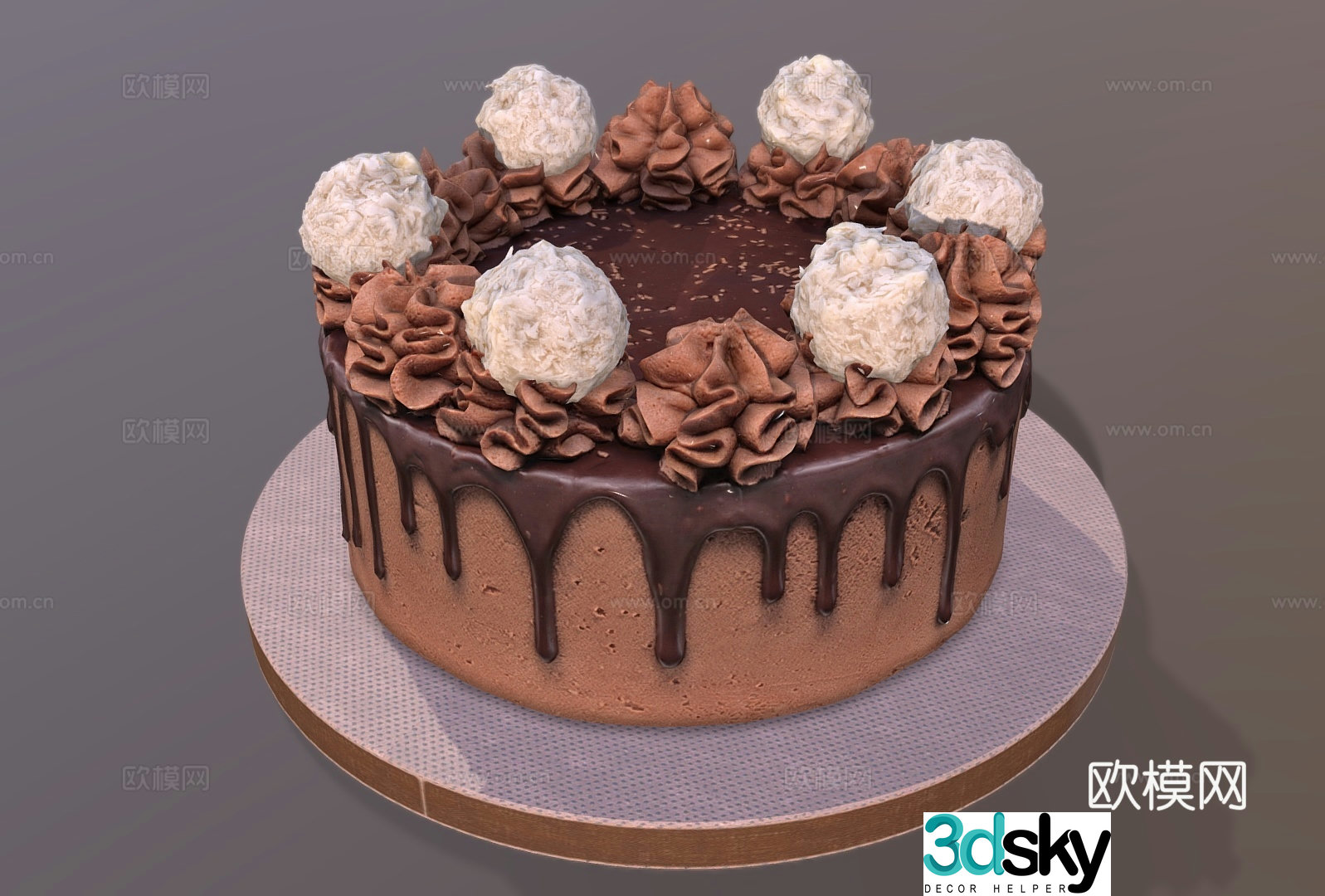 Food and drink Cream cake Chocolate cake Double layer cake Birthday cake 3d model