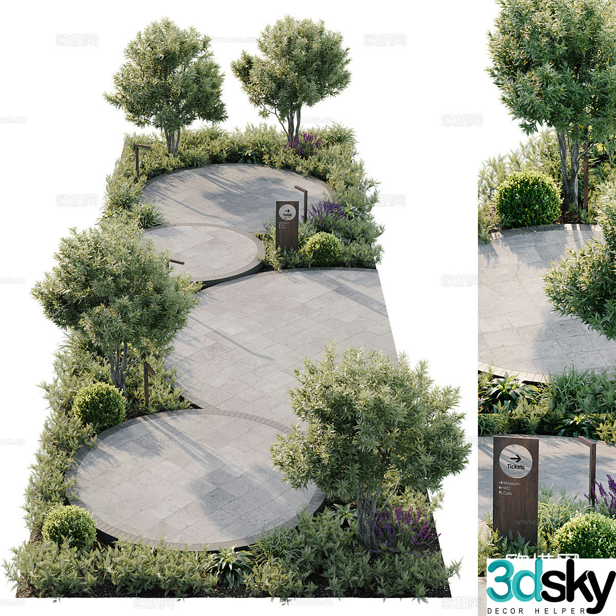 Modern park square landscape 3d model