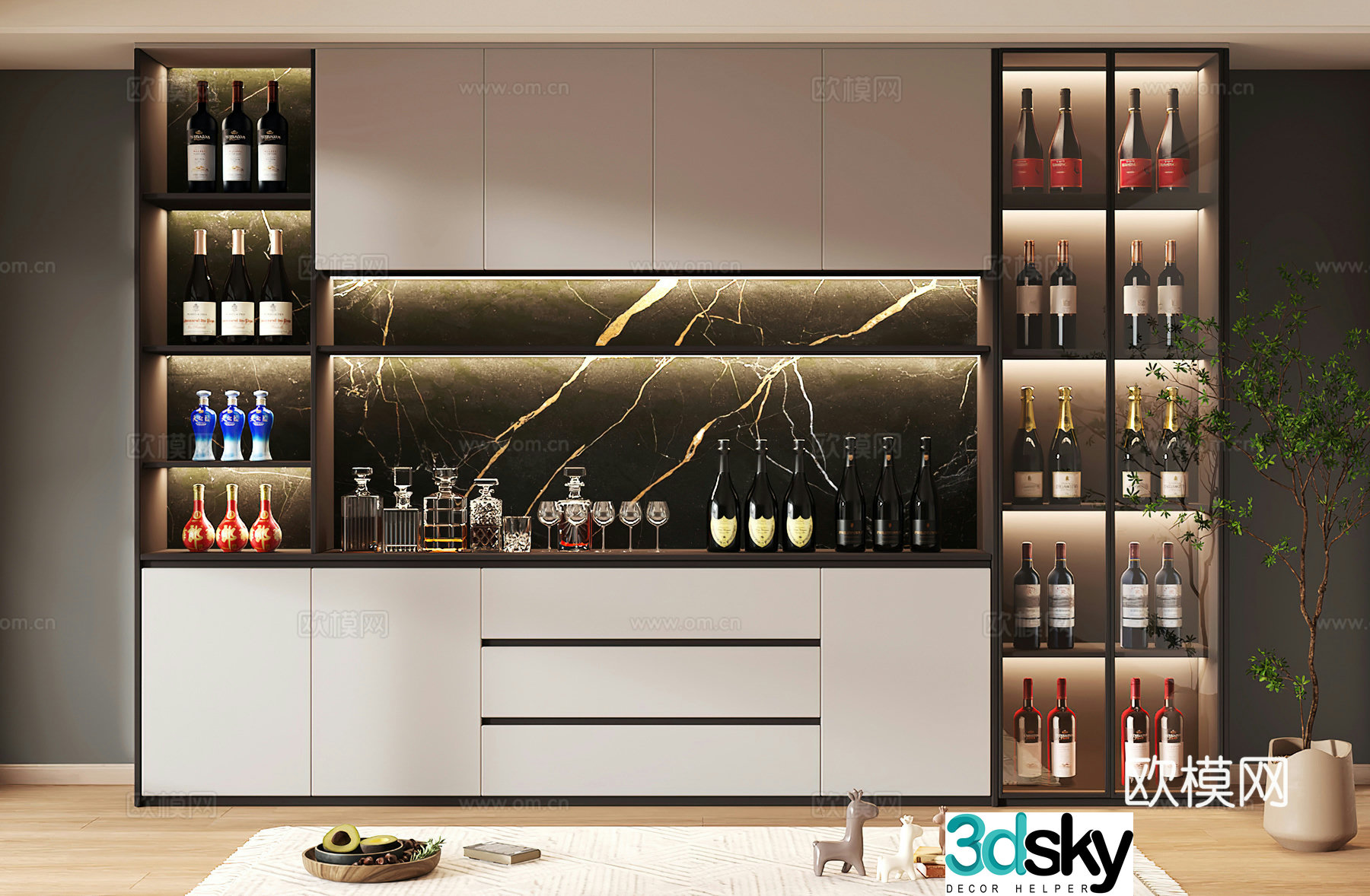Wine cabinet design Wine cabinet red wine cabinet bar wine cabinet partition wine cabinet 3D model
