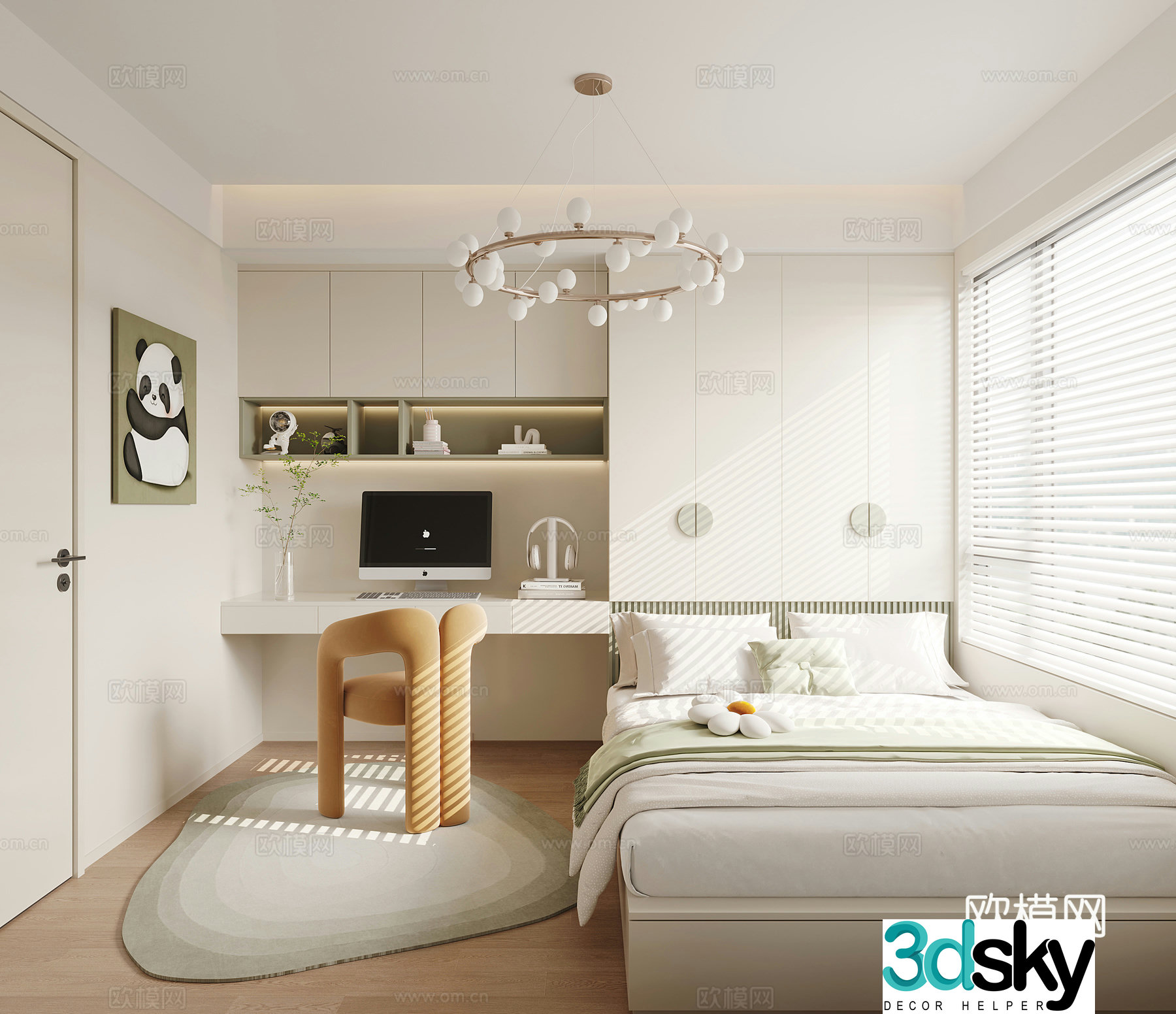 Modern universal children’s tatami bedroom 3d model