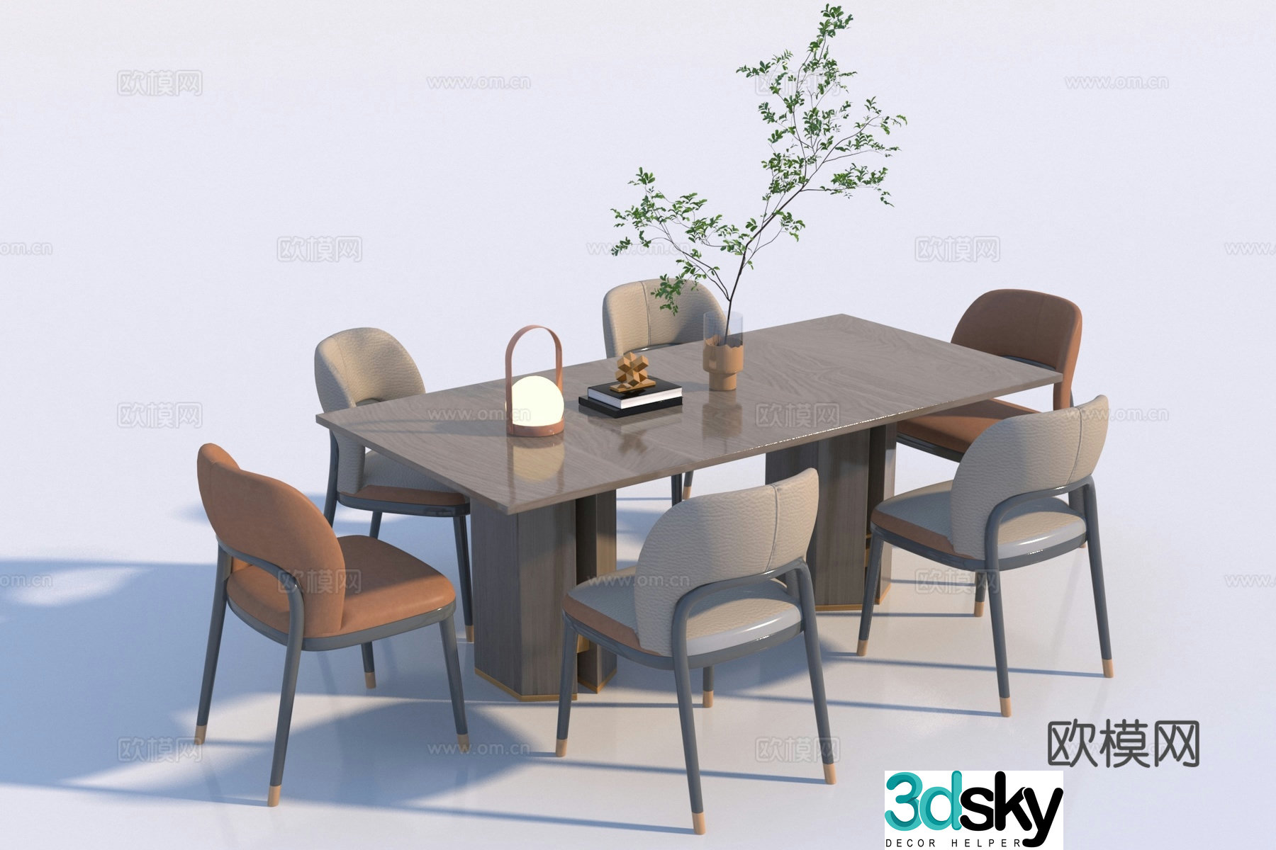 Modern dining table and chair 3d model
