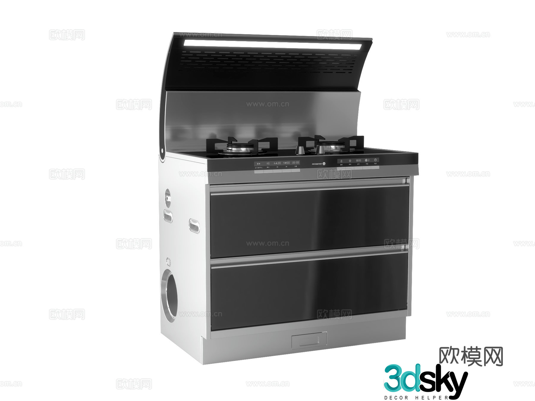 Modern integrated stove 3D model