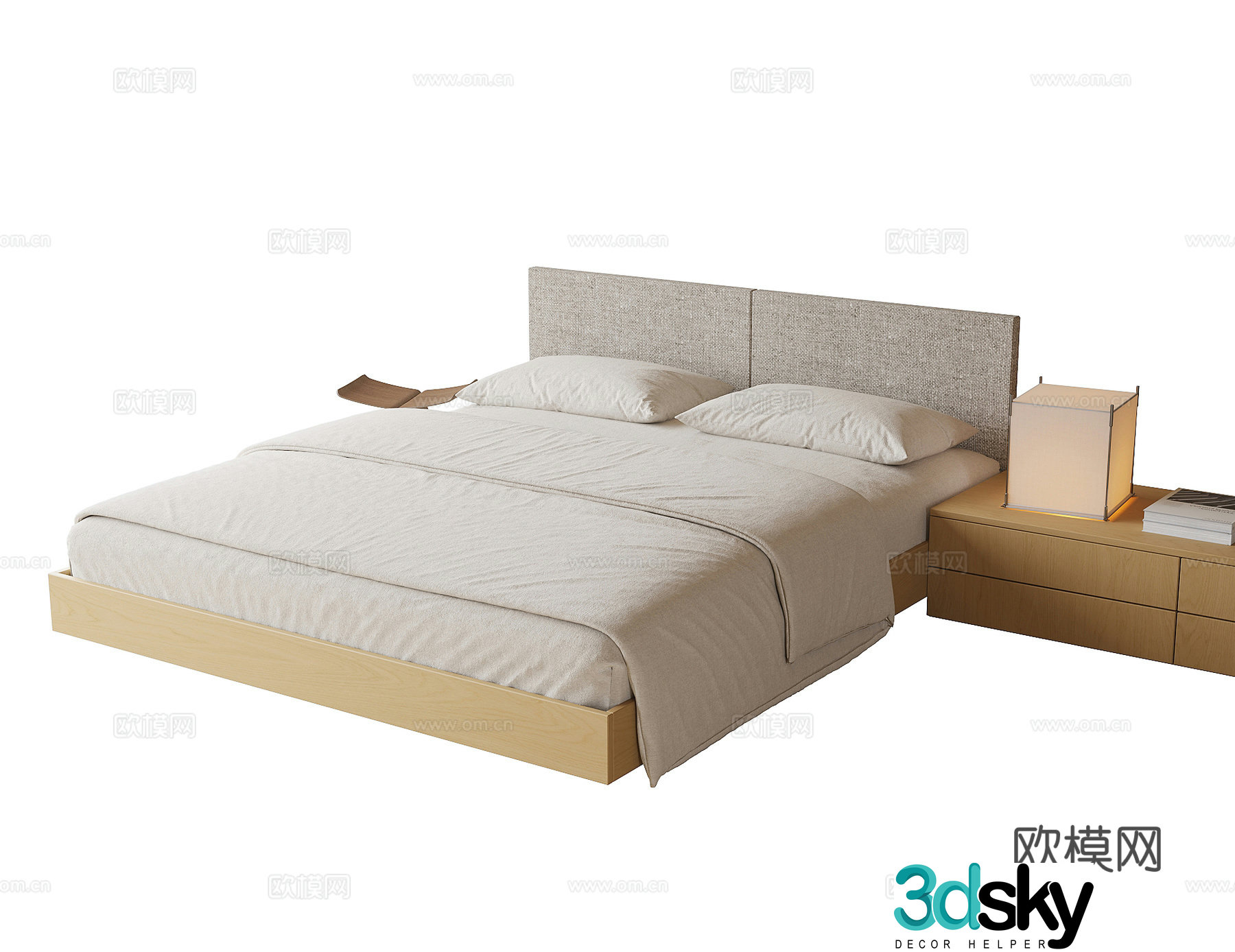 Japanese double bed desk lamp 3d model