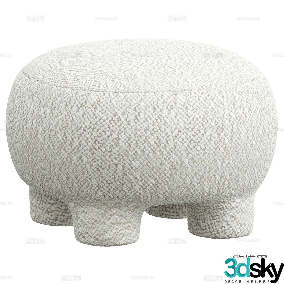 Modern cream style fabric stool 3d model
