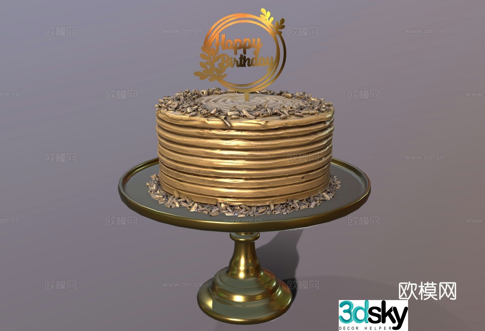 Food and drink Cream cake Chocolate cake Double layer cake Birthday cake 3d model