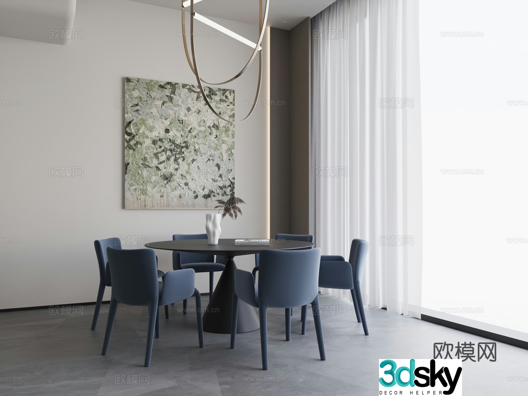 Modern Italian villa restaurant Villa restaurant Round table restaurant Open restaurant Empty restaurant 3d model