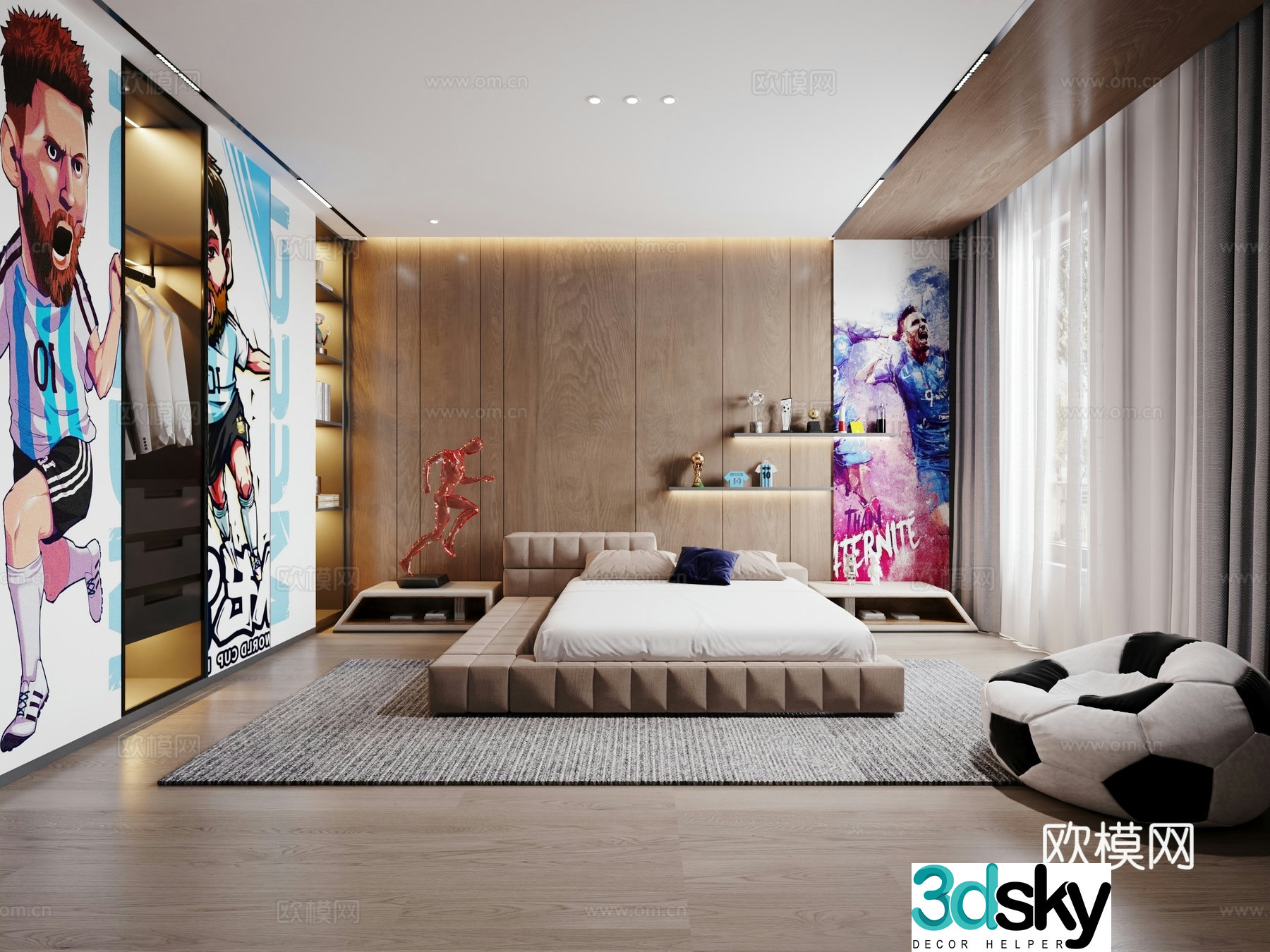 Modern sports style children’s room 3D model