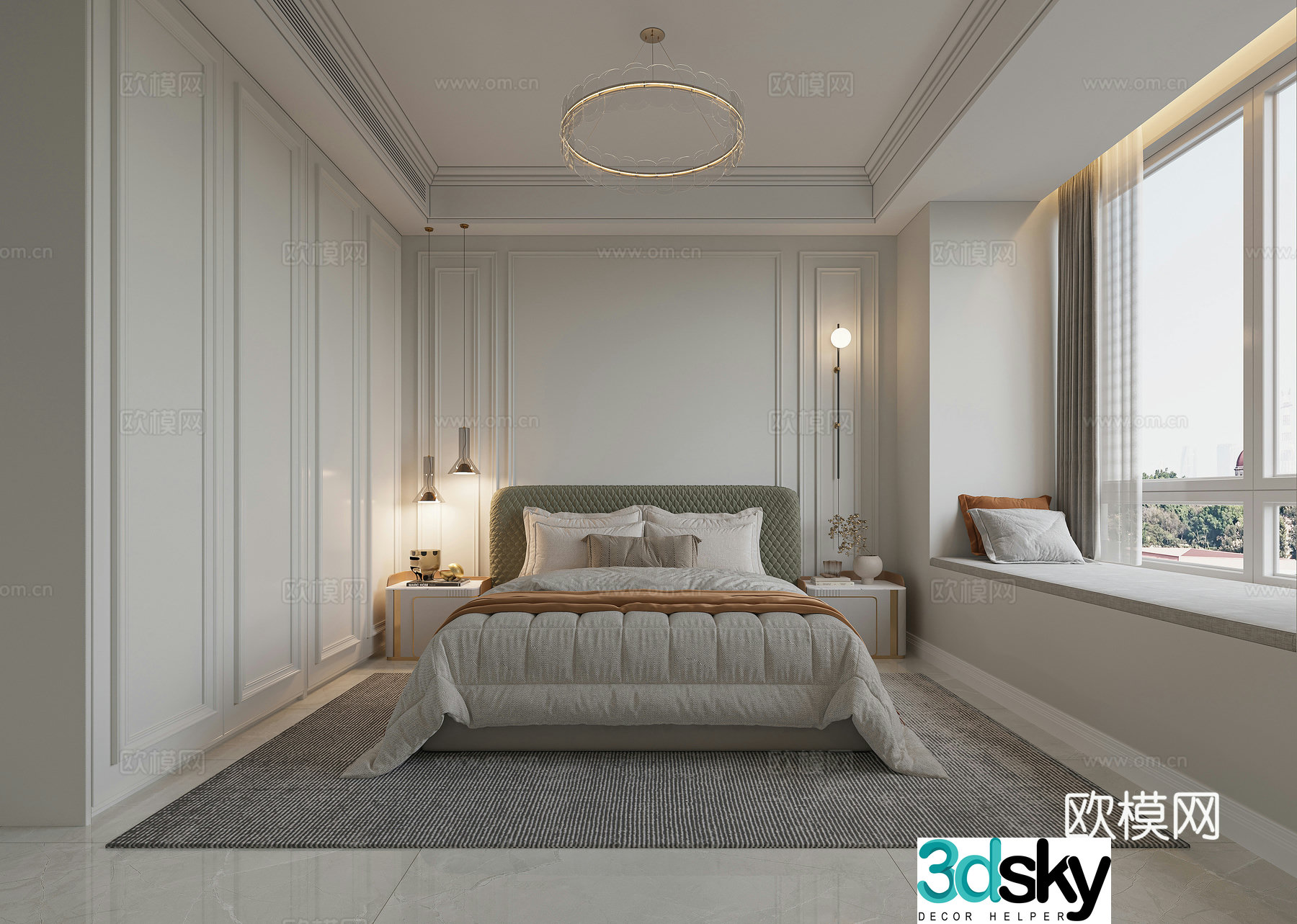 Simple European bedroom 3d model