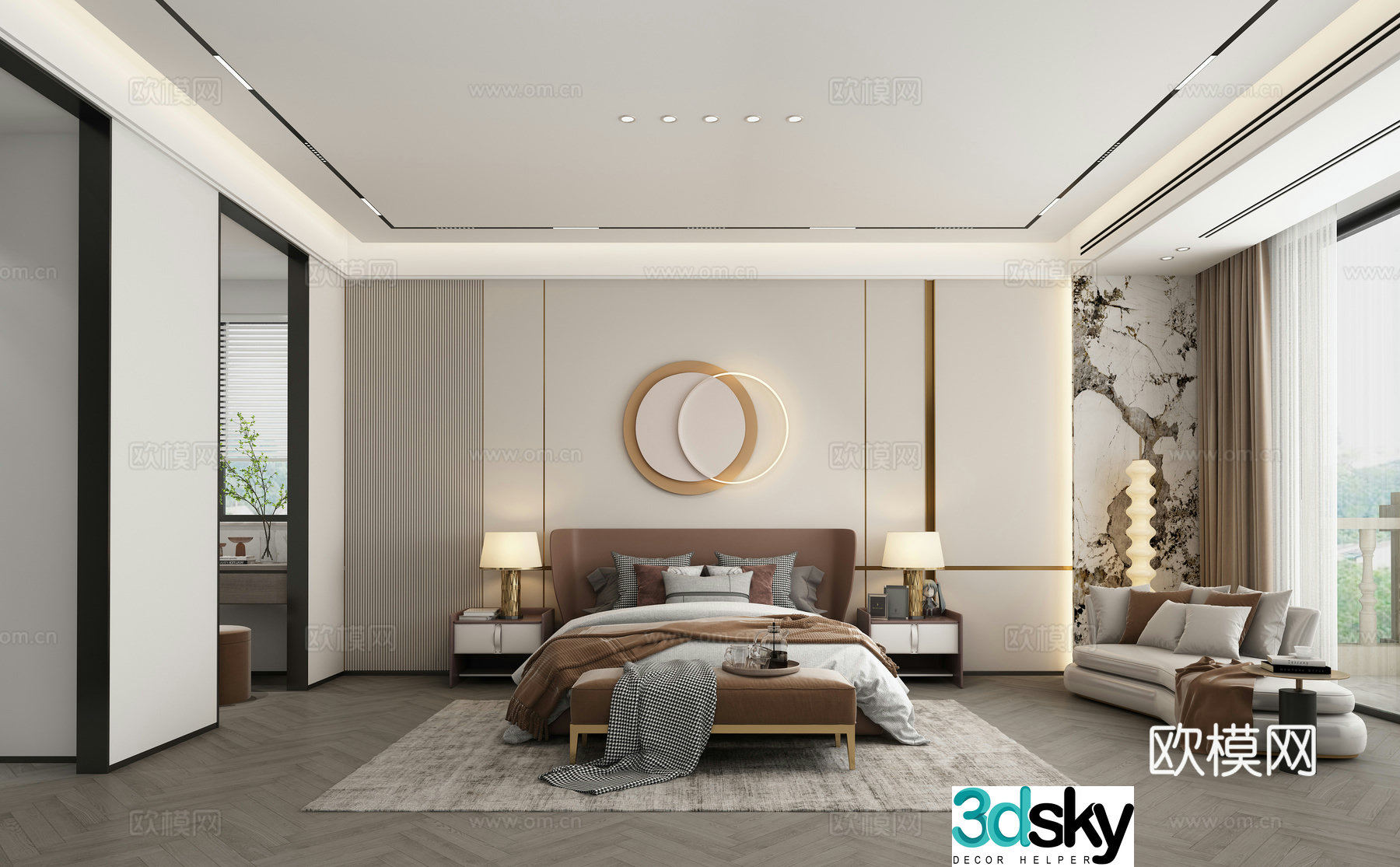 Modern master bedroom 3d model