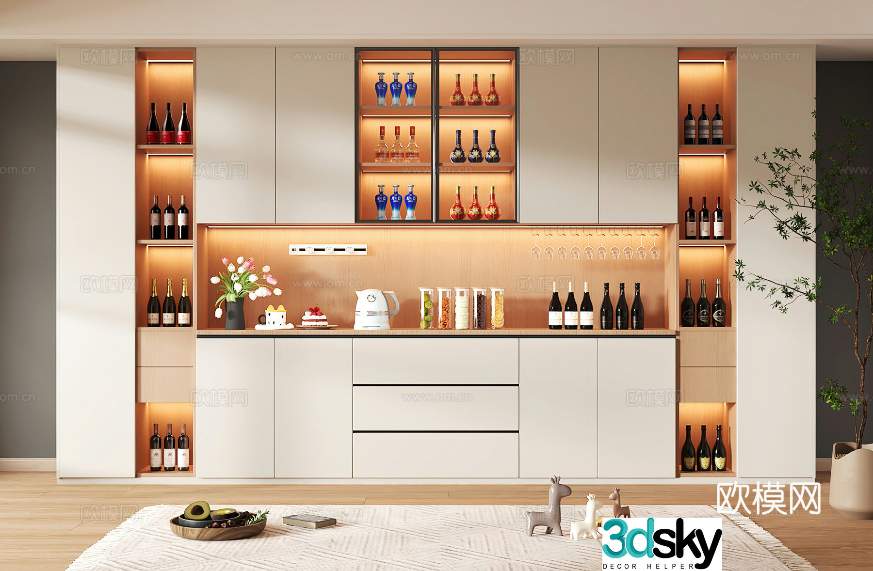 Wine cabinet design Wine cabinet red wine cabinet bar wine cabinet partition wine cabinet 3D model