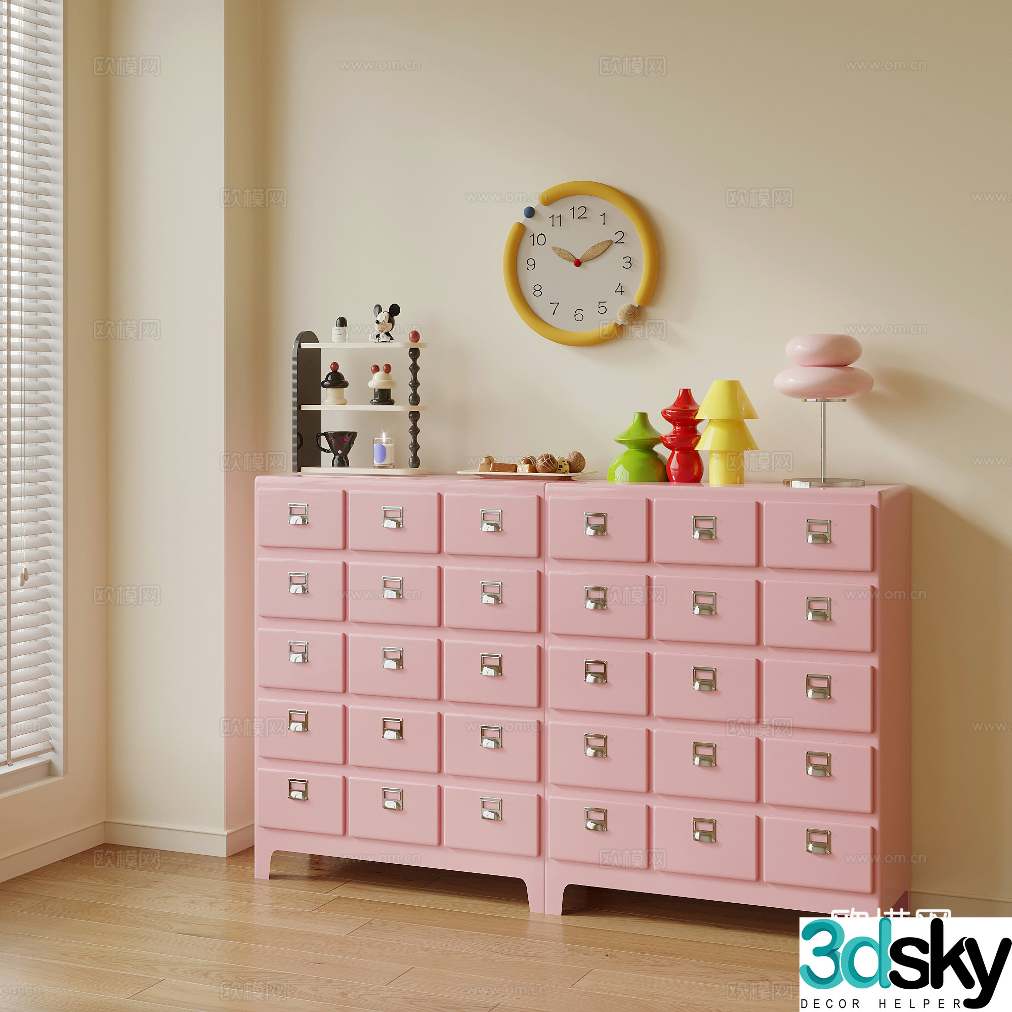 Modern dopamine side cabinet chest cabinet storage cabinet 3d model