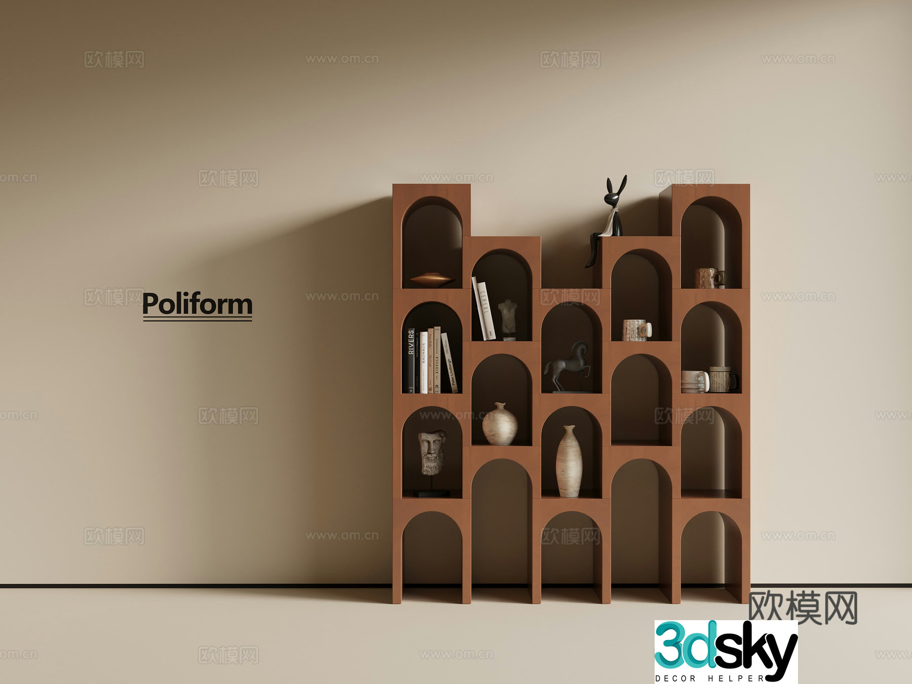 Modern medieval decorative cabinet 3d model