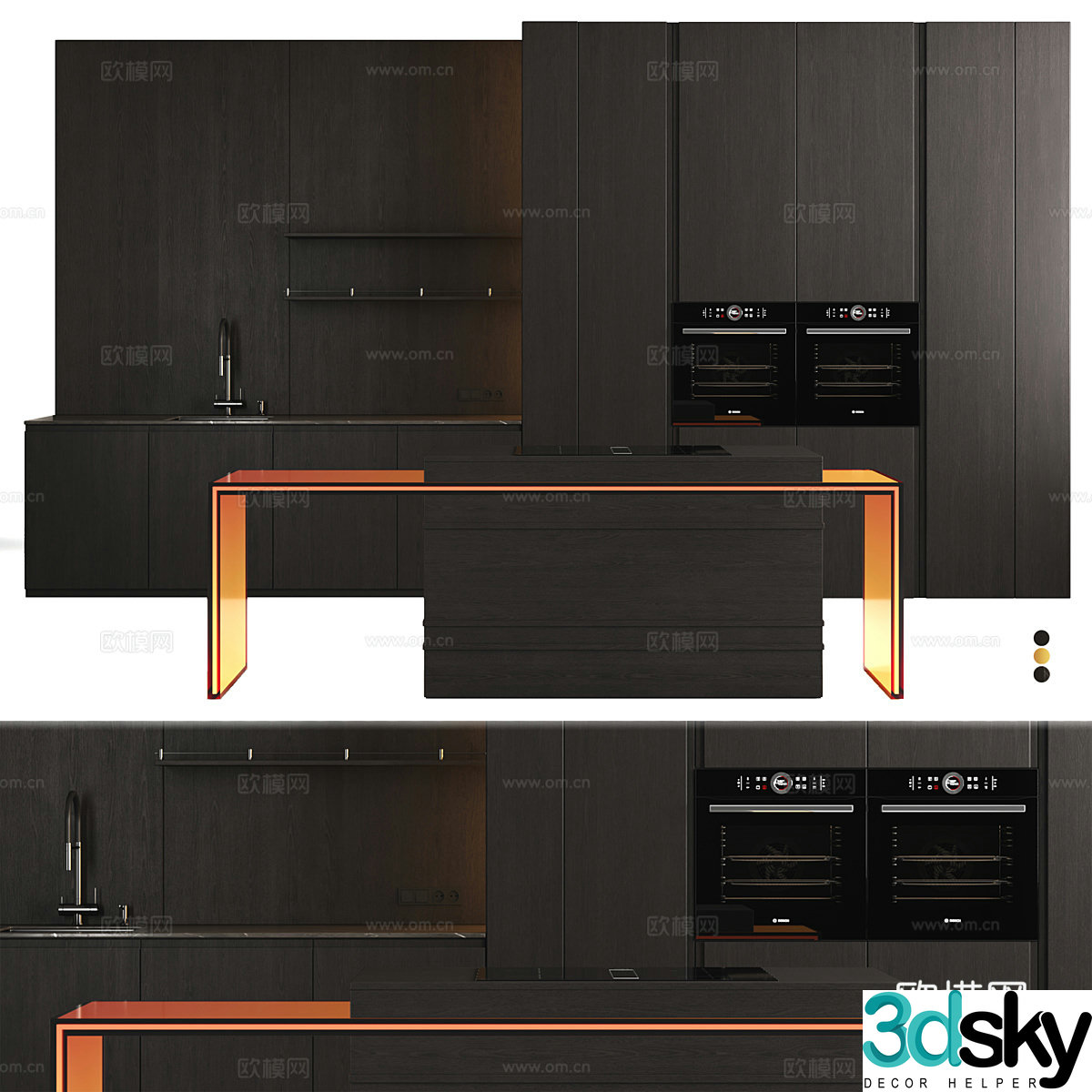 Modern Italian minimalist luminous cabinet 3D model