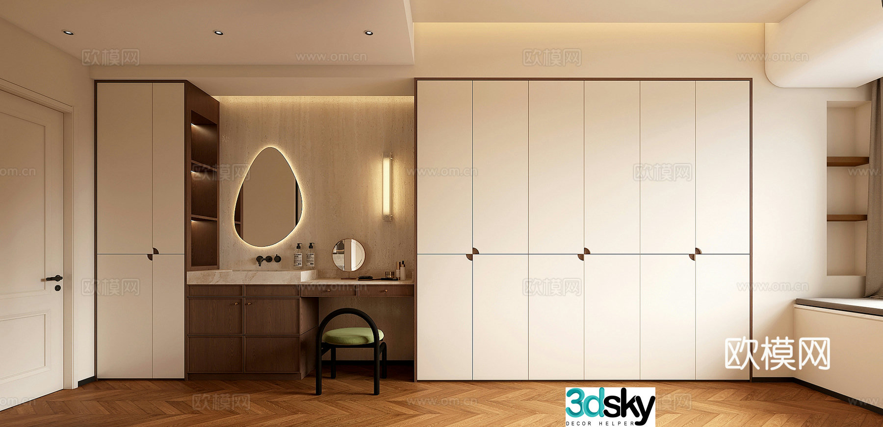 Modern medieval wardrobe and wash basin integrated 3D model