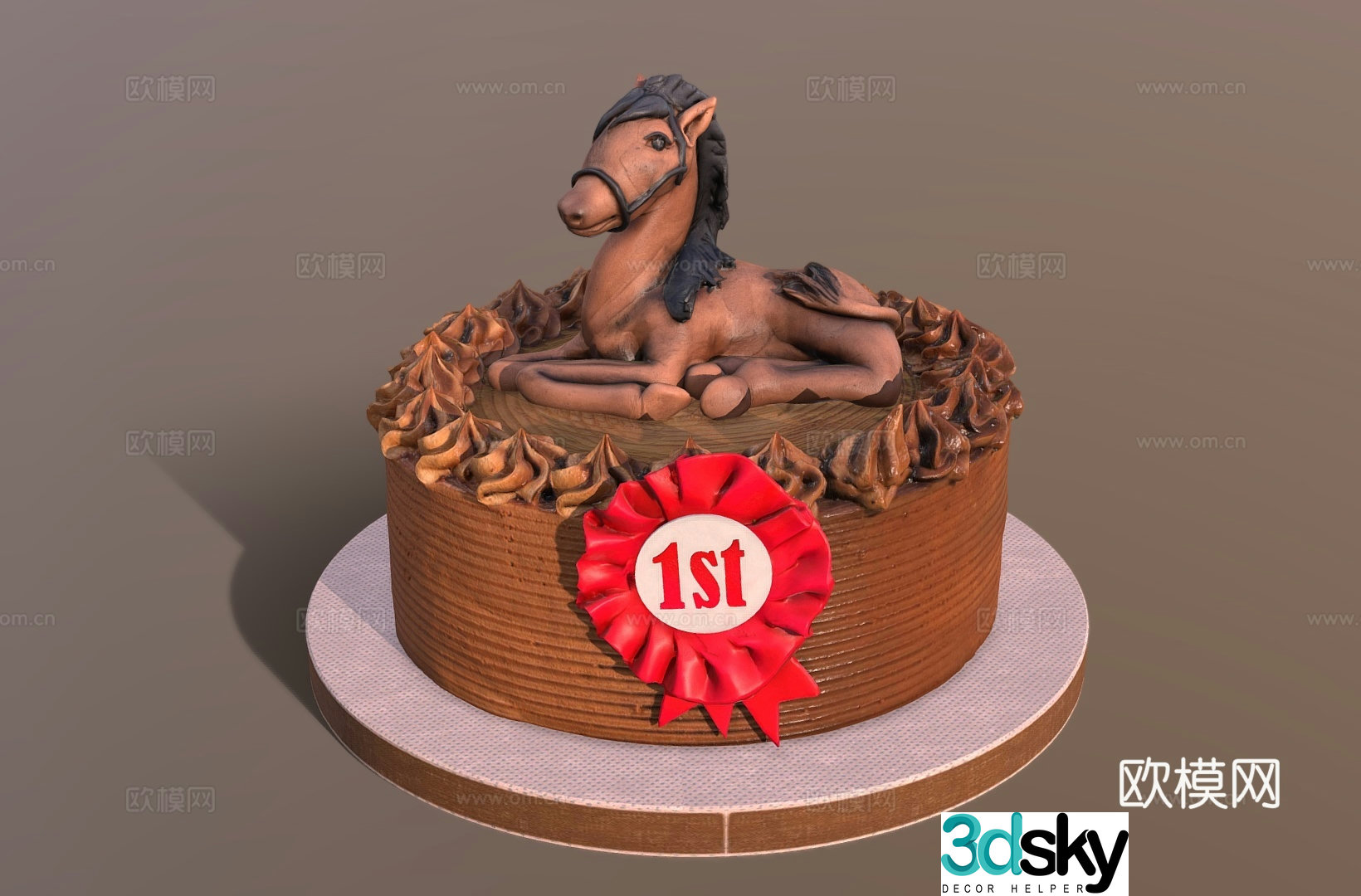 Food and drink Cream cake Chocolate cake Double layer cake Birthday cake 3d model