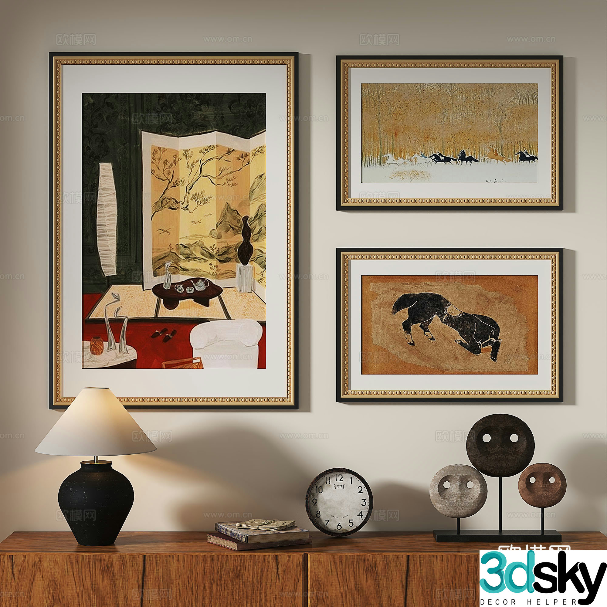 French retro modern European classical medieval abstract decorative painting 3d model