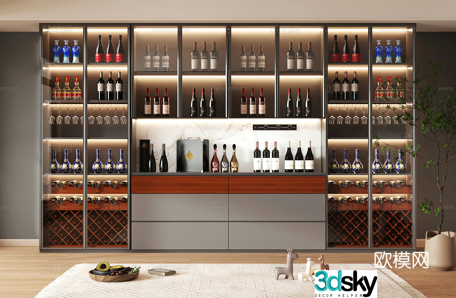 Wine cabinet design Wine cabinet red wine cabinet bar wine cabinet partition wine cabinet 3D model
