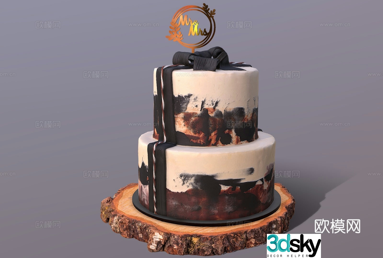 Food and drink Cream cake Chocolate cake Double layer cake Birthday cake 3d model