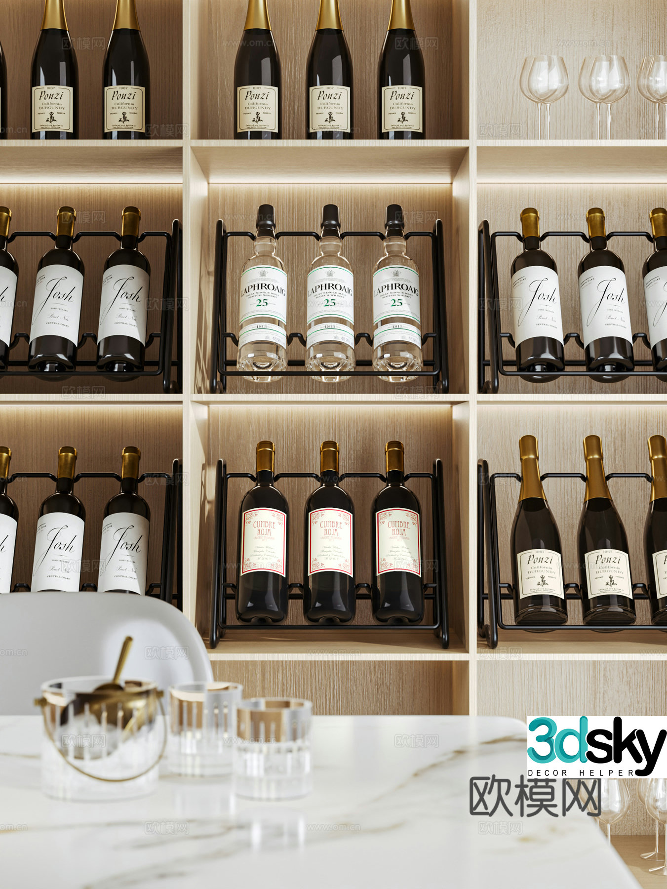 Modern wine cabinet red wine rack red wine 3d model