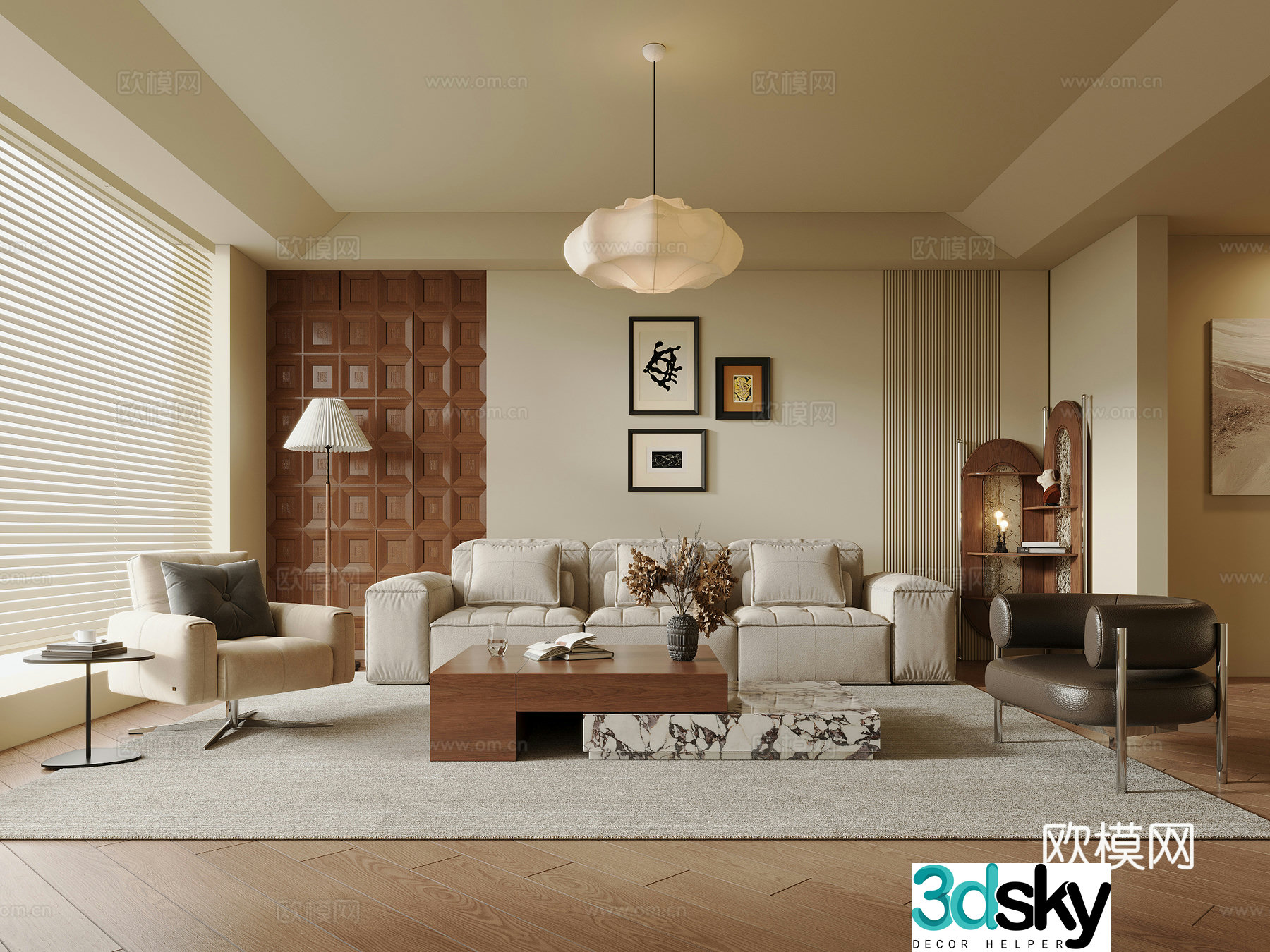 Wasabi Middle Style Home Living Room Small Living Room Fabric Sofa Sofa Sofa Sofa 3D Model