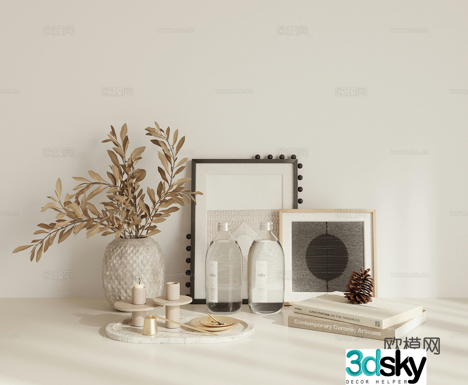 Combination ornaments potted vase 3D model