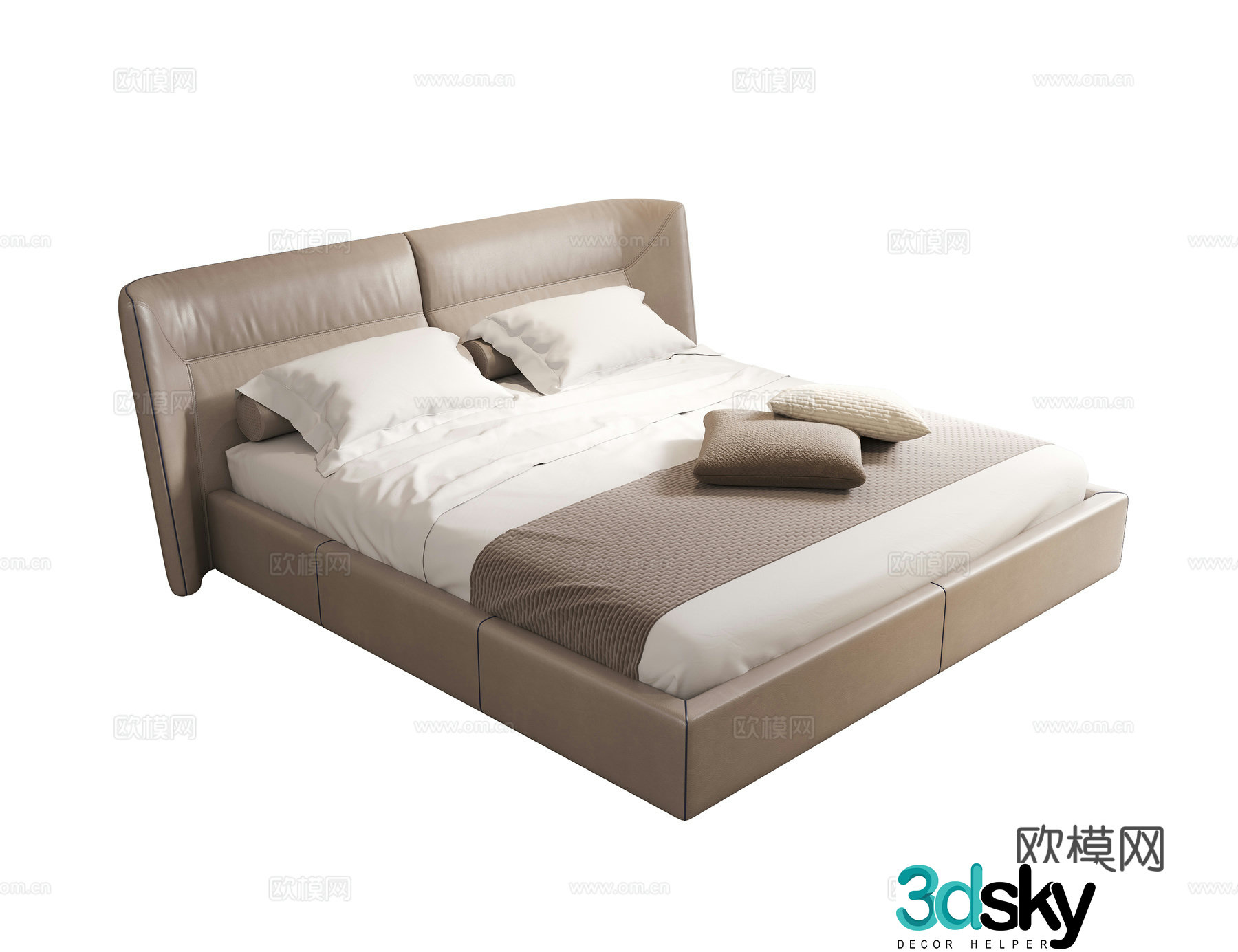 Modern double bed Leather double bed Master bedroom Secondary bed Senior bed 3D model