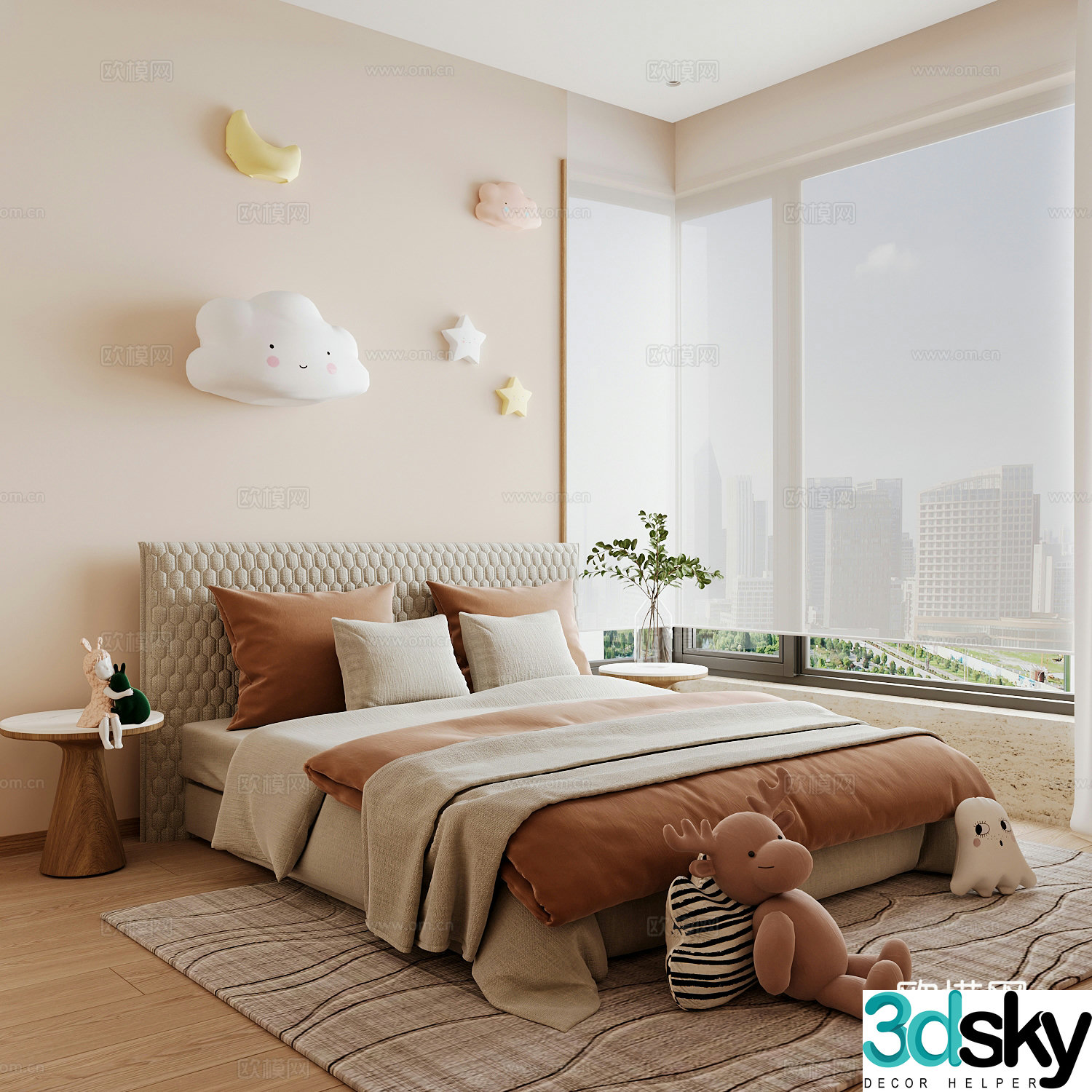 Modern children’s room boy’s room girl’s room children’s bed children’s wardrobe children’s desk 3d model