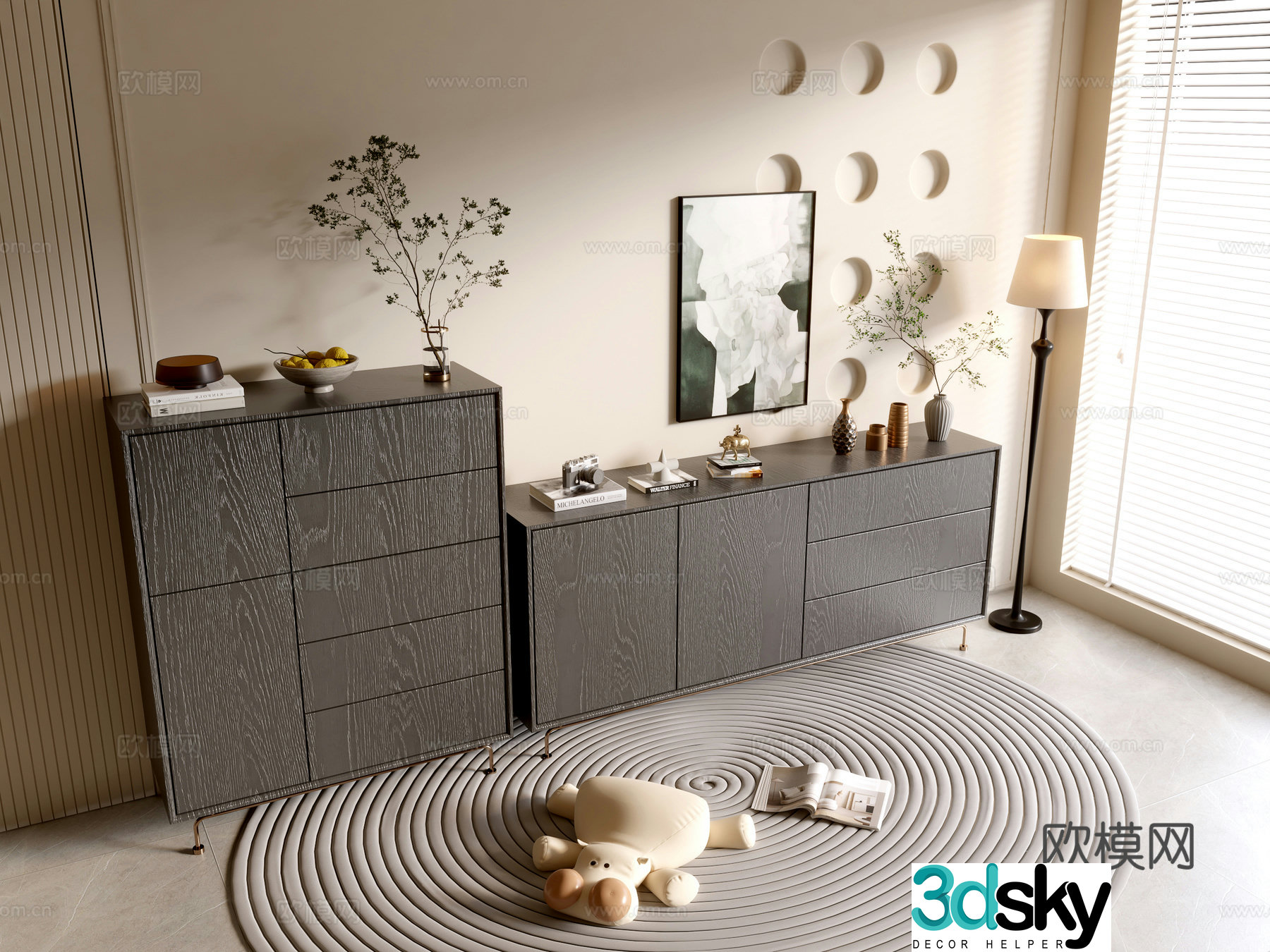 Modern black porch cabinet sideboard cabinet balcony cabinet storage cabinet entrance porch cabinet 3D model