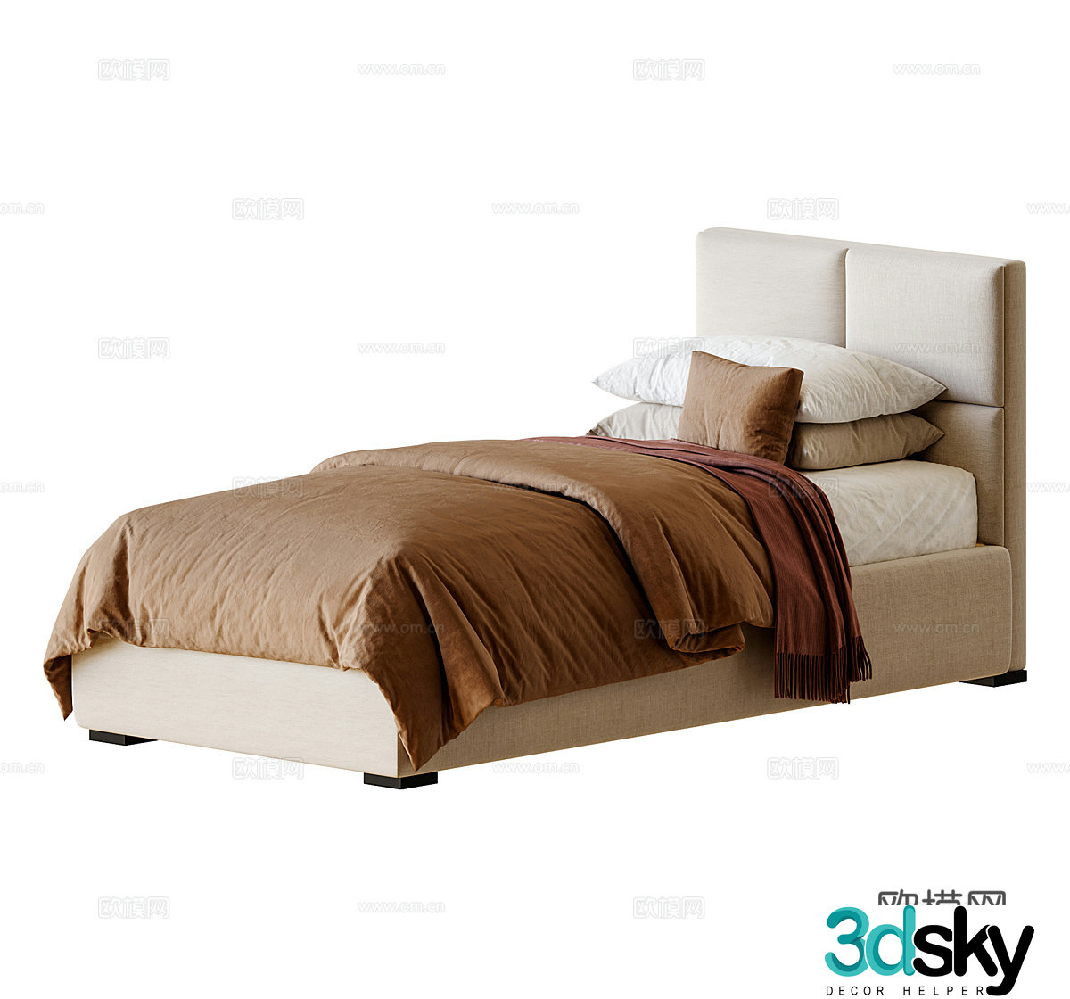 Fabric single bed Fabric sofa bed Fabric children’s bed Kids bed Floor bed Hotel single 3D model