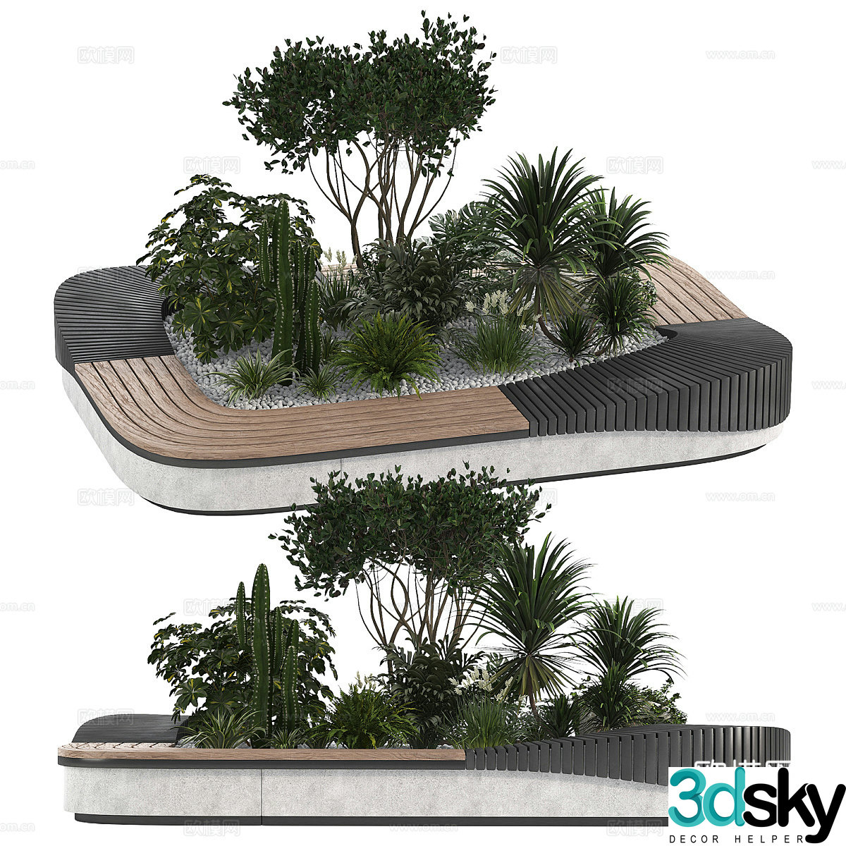 Park landscape Park bench 3d model