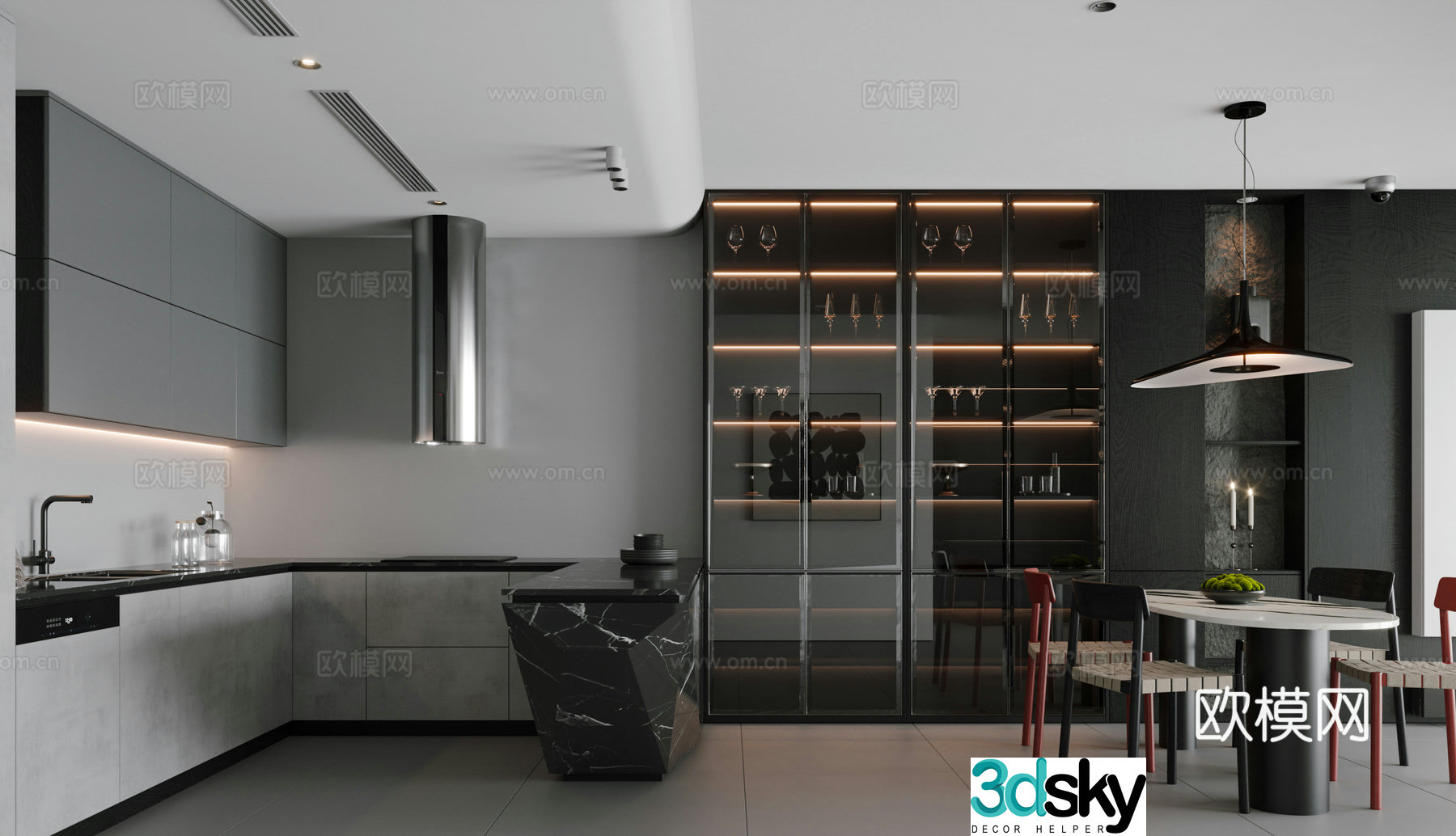 Modern restaurant kitchen 3d model