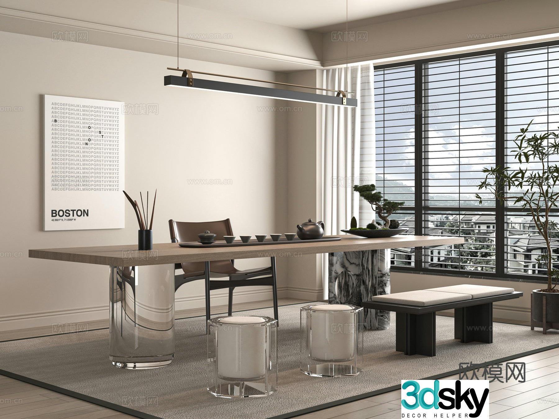Modern tea table and chair 3d model