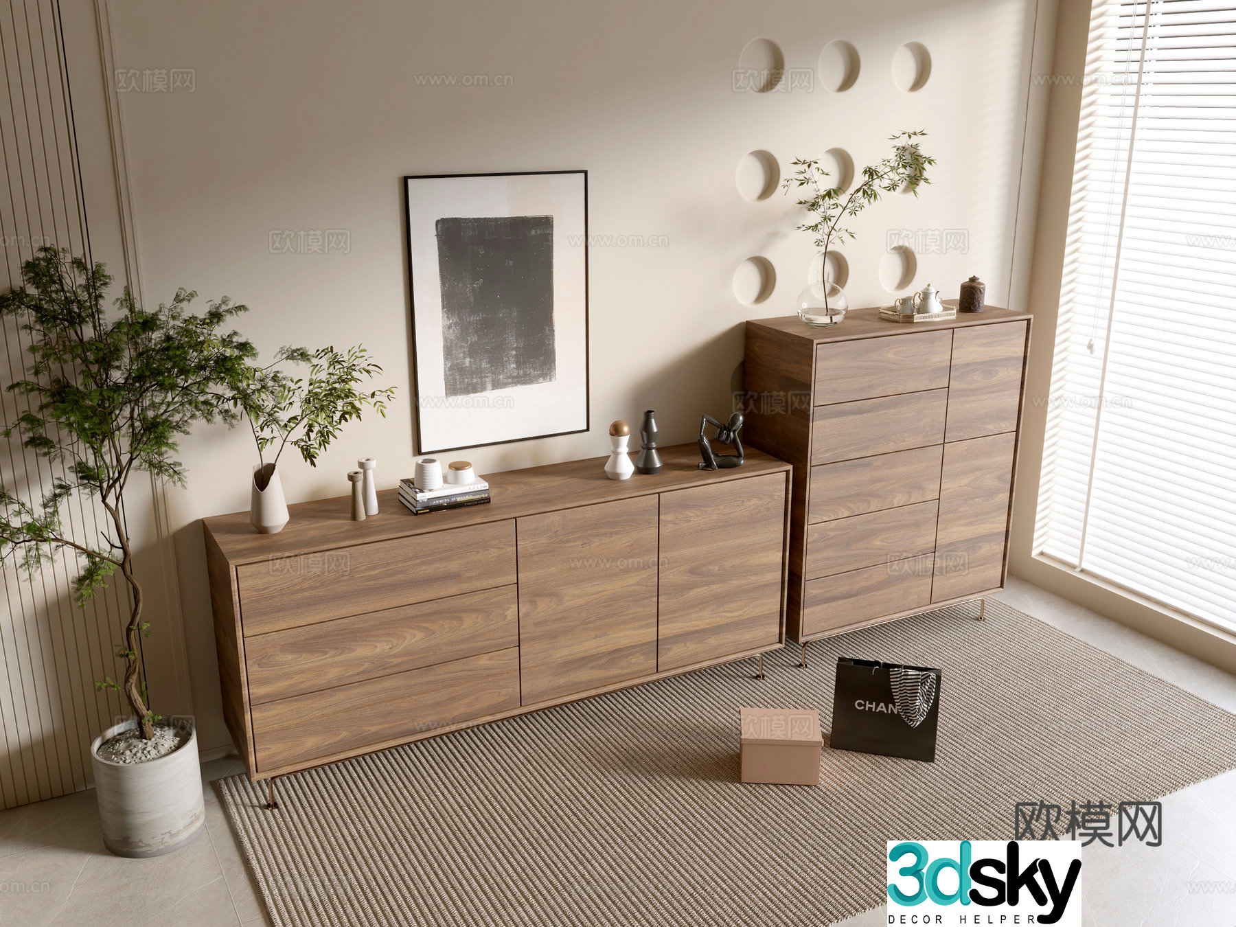 Modern wood grain cabinet minimalist wind cabinet whole cabinet sideboard cabinet balcony cabinet storage cabinet 3d model