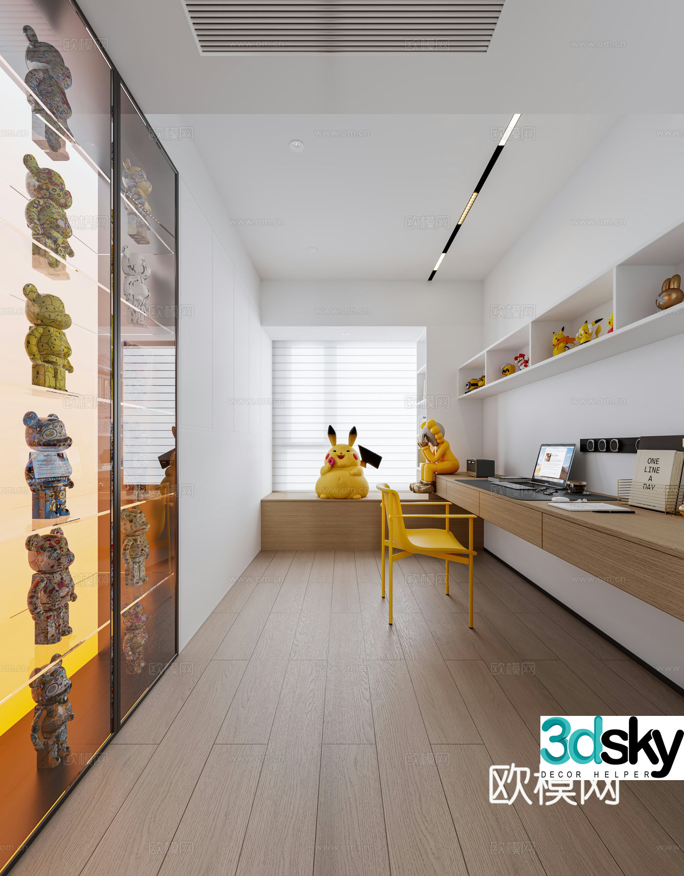 Modern minimalist study room 3D model