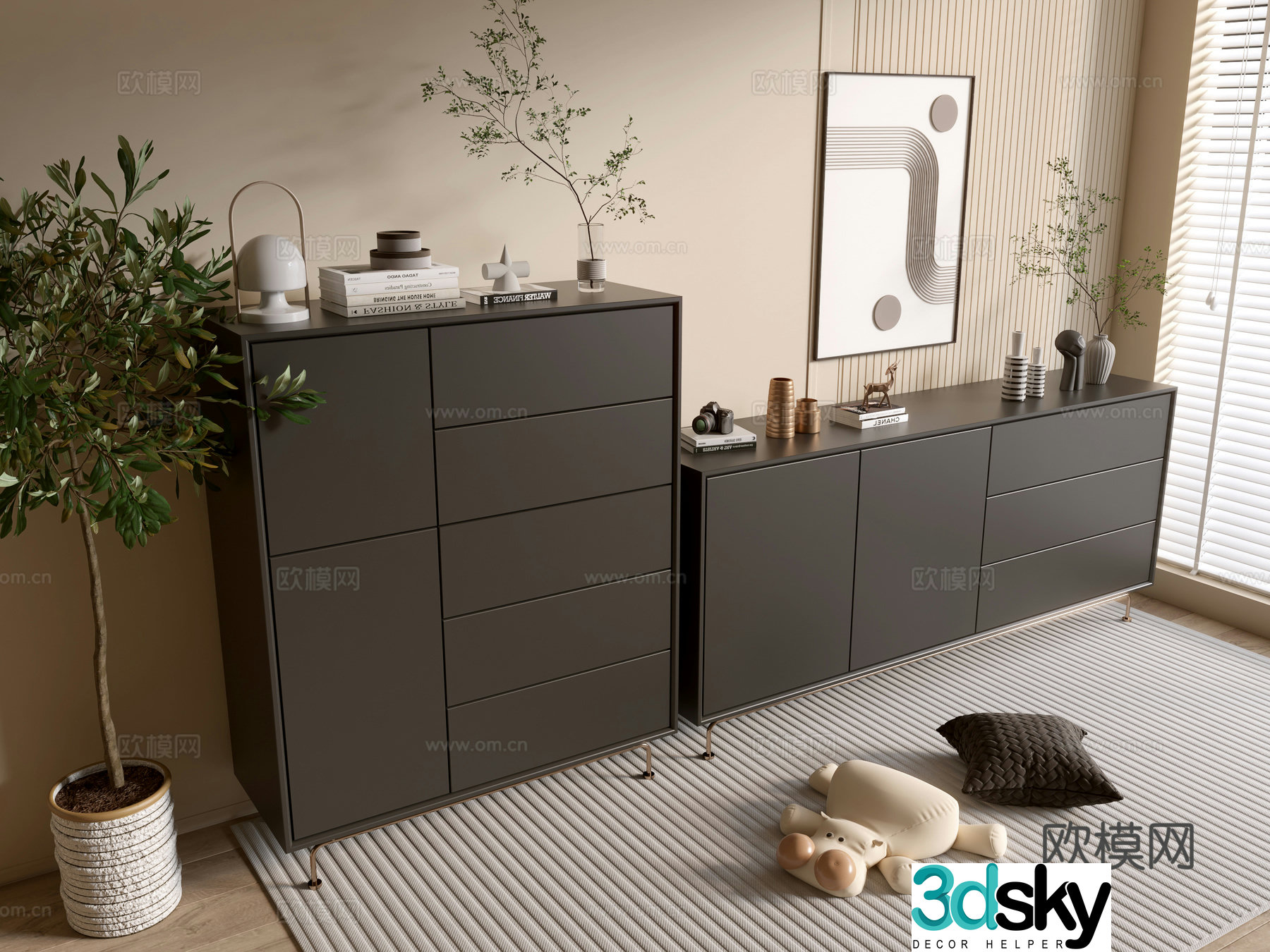 Modern black porch cabinet sideboard cabinet balcony cabinet storage cabinet entrance porch cabinet 3D model
