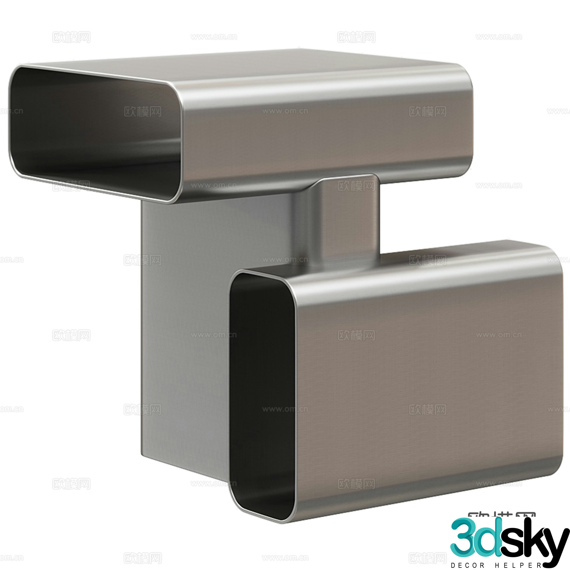 Modern living room corner table side table stainless steel 3D model