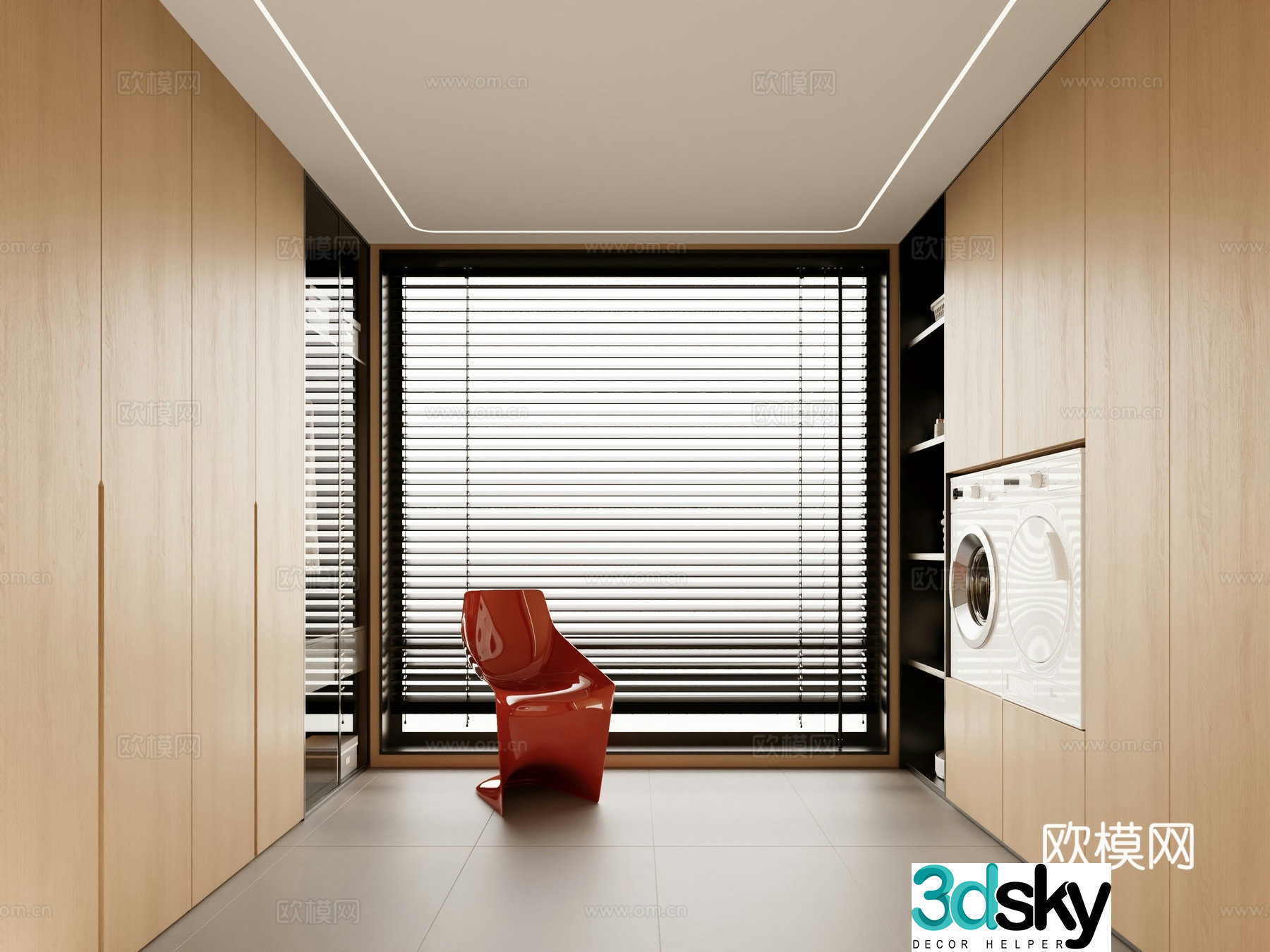 Modern buttercloakroom Master bedroom cloakroom Open cloakroom Walk-in cloakroom Laundry 3d model