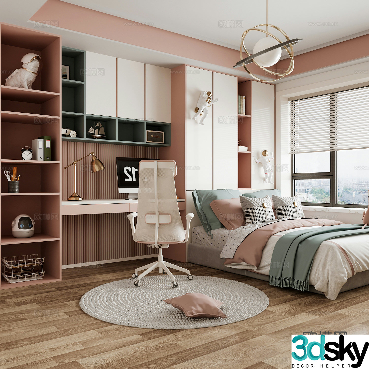 Modern children’s room boy’s room girl’s room children’s bed children’s wardrobe children’s desk 3d model