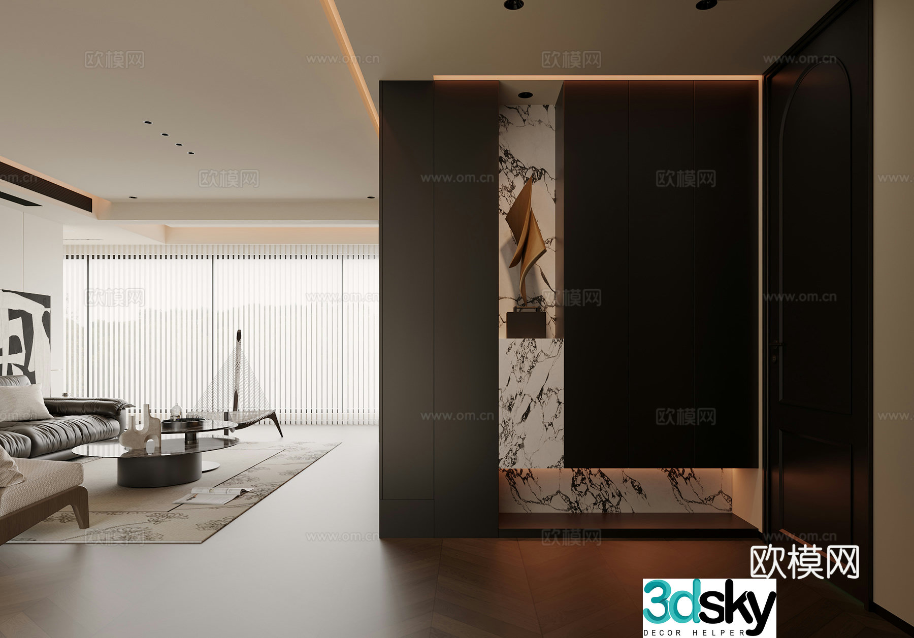 Italian style entrance door decorative shoe cabinet ornament 3D model