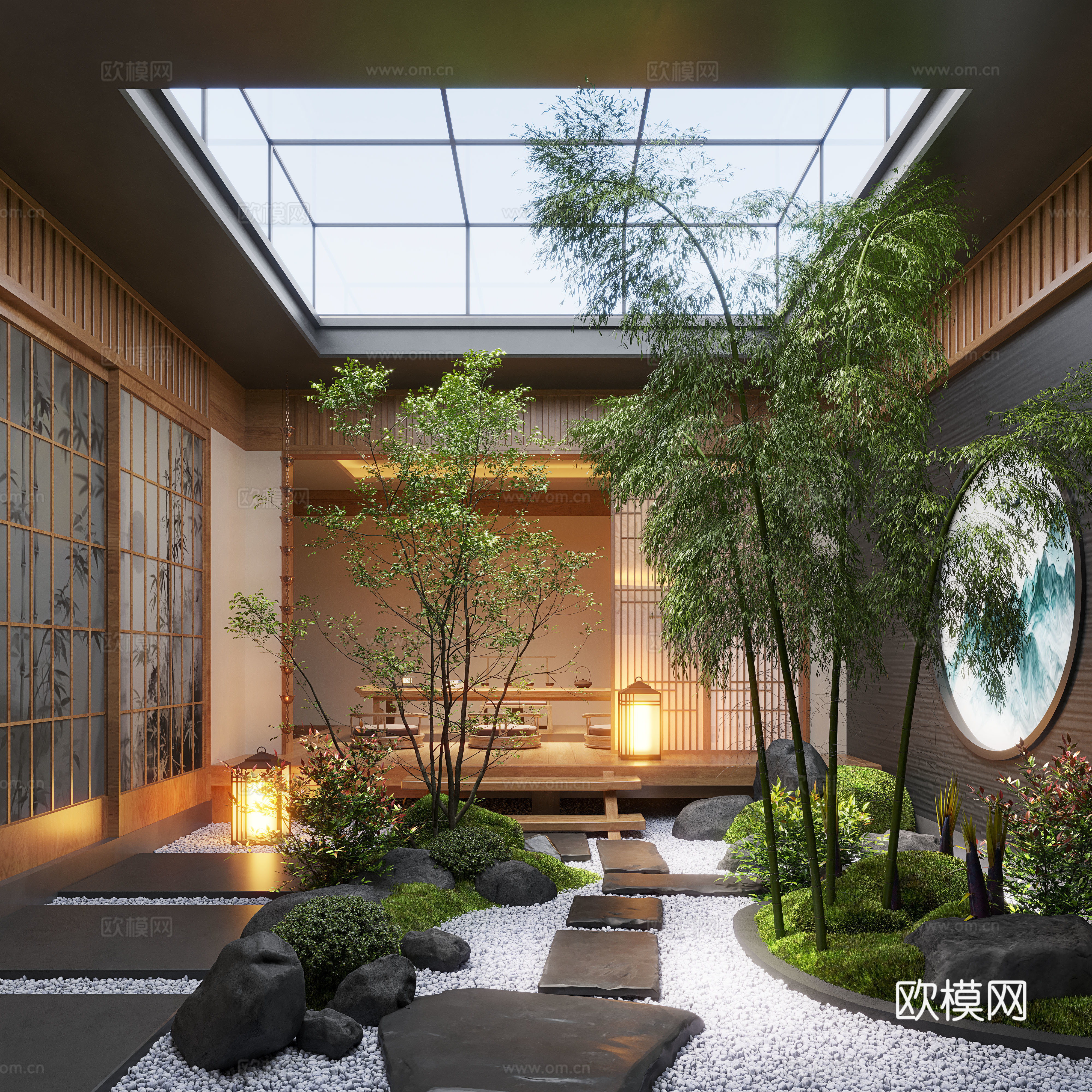 New Chinese style patio courtyard landscape landscape landscape landscape plants moss landscape landscape landscape sketch 3d model