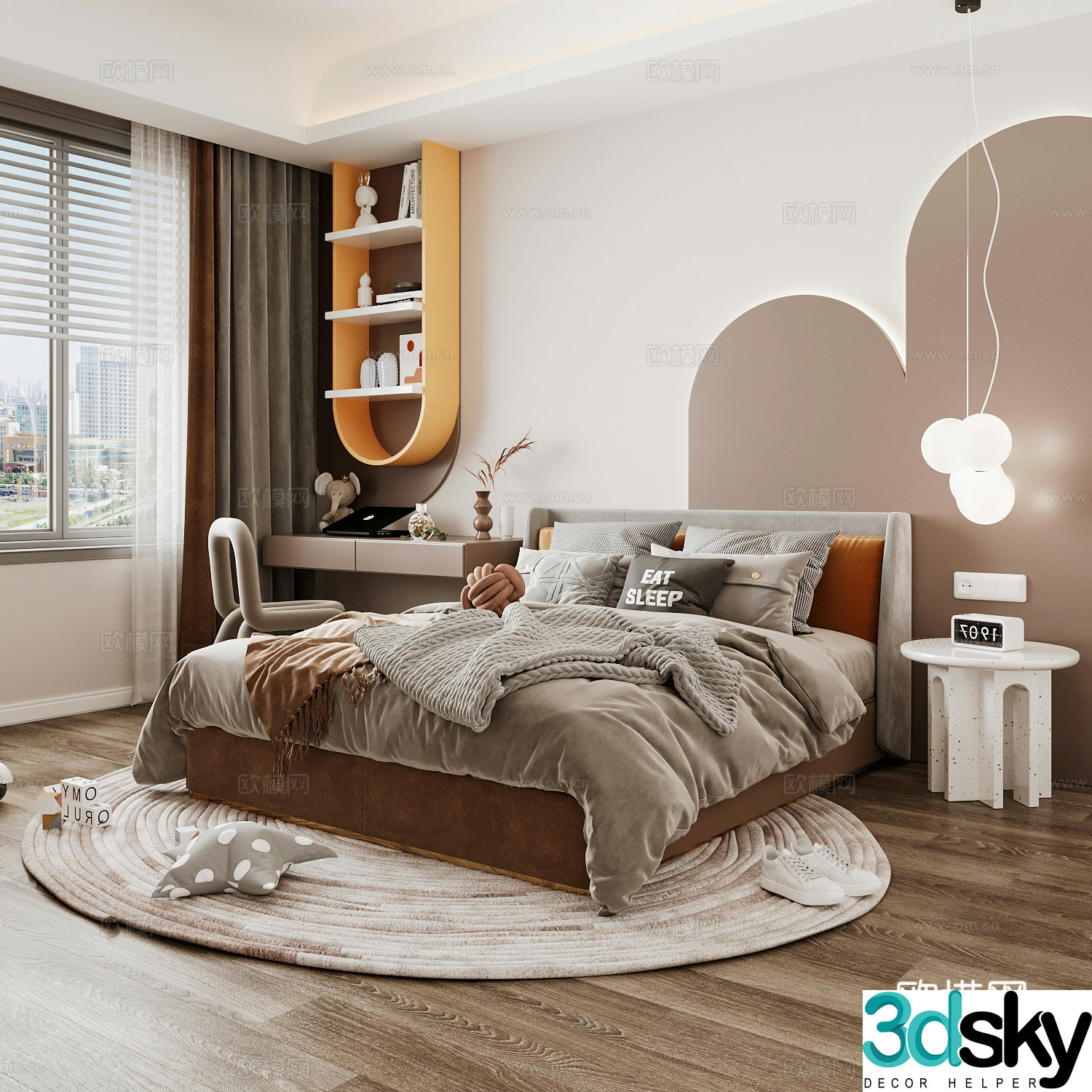 Modern children’s room boy’s room girl’s room children’s bed children’s wardrobe children’s desk 3d model