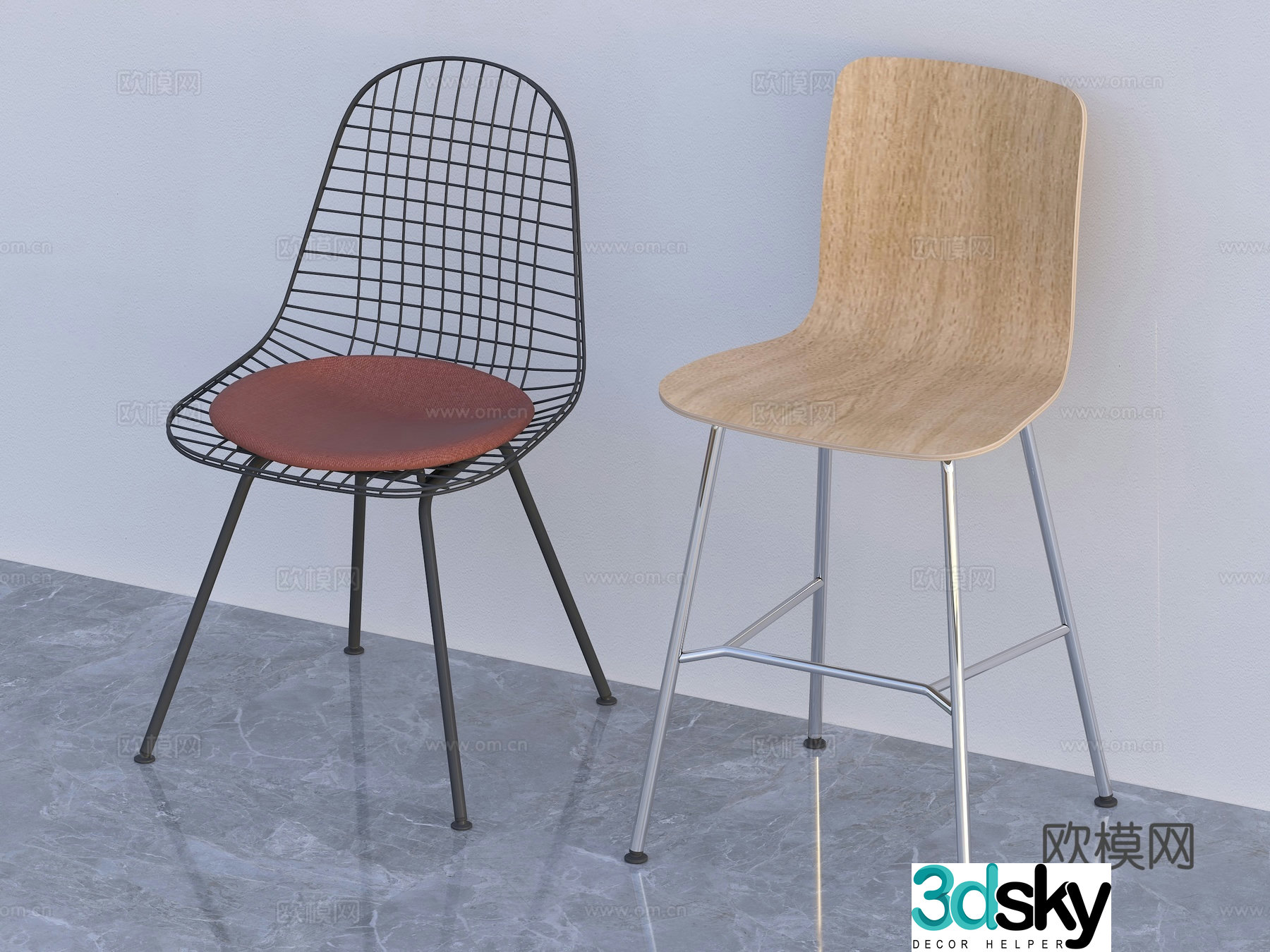 Single chair Bar chair 3d model