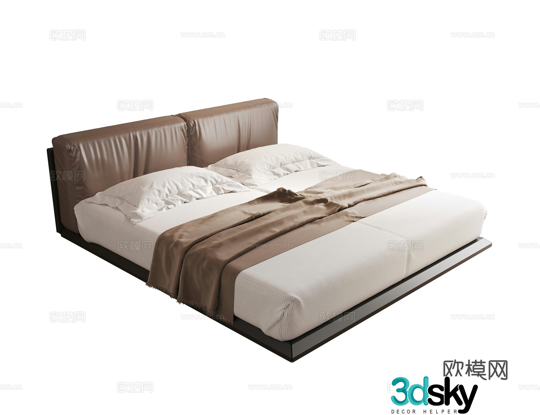 Modern double bed Leather double bed Master bedroom Secondary bed Senior bed 3D model