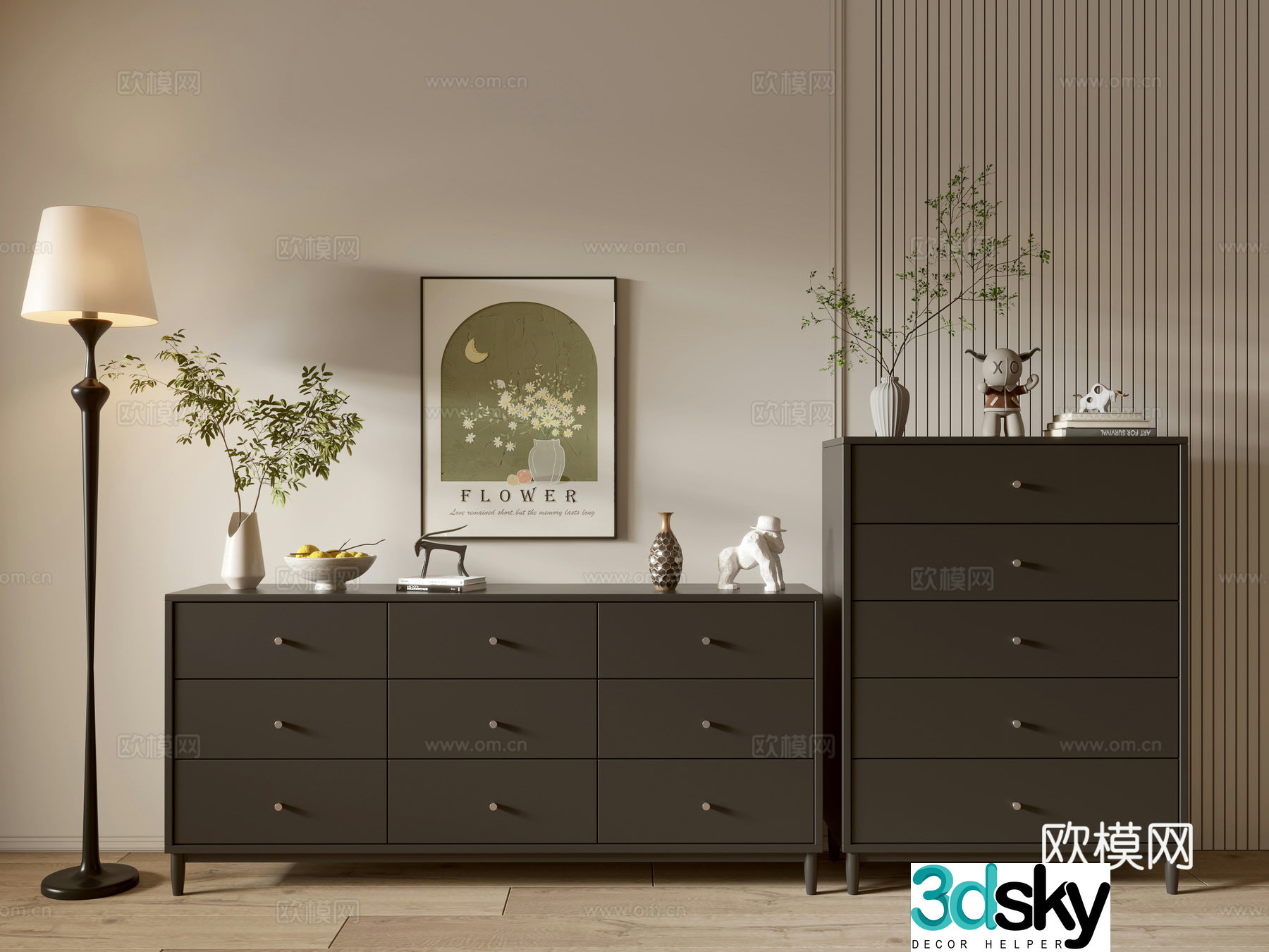 Modern black porch cabinet sideboard cabinet balcony cabinet storage cabinet entrance porch cabinet 3D model