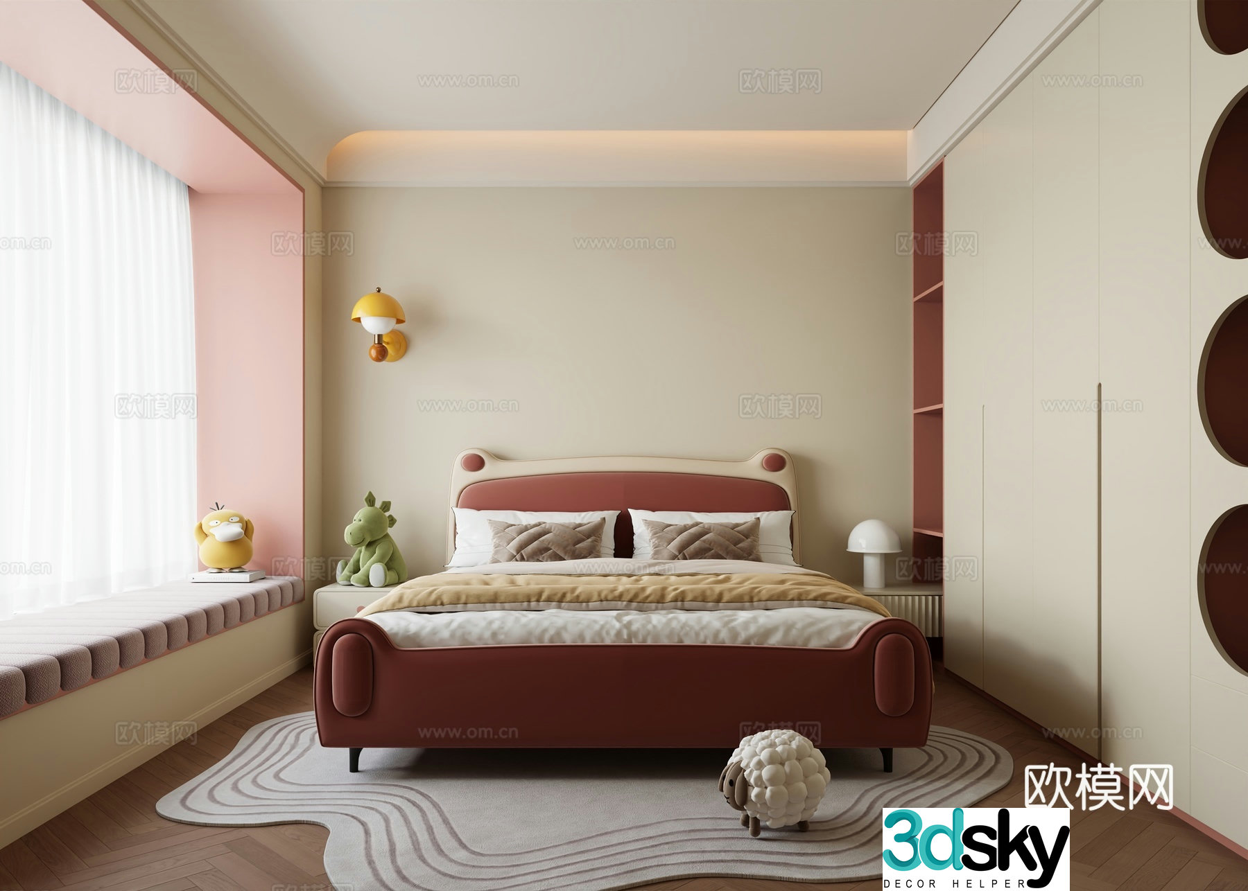 Modern Cream Girl Room Bedroom without Master Lights Master Room Children’s Room Girl Room Master Bedroom 3D Model
