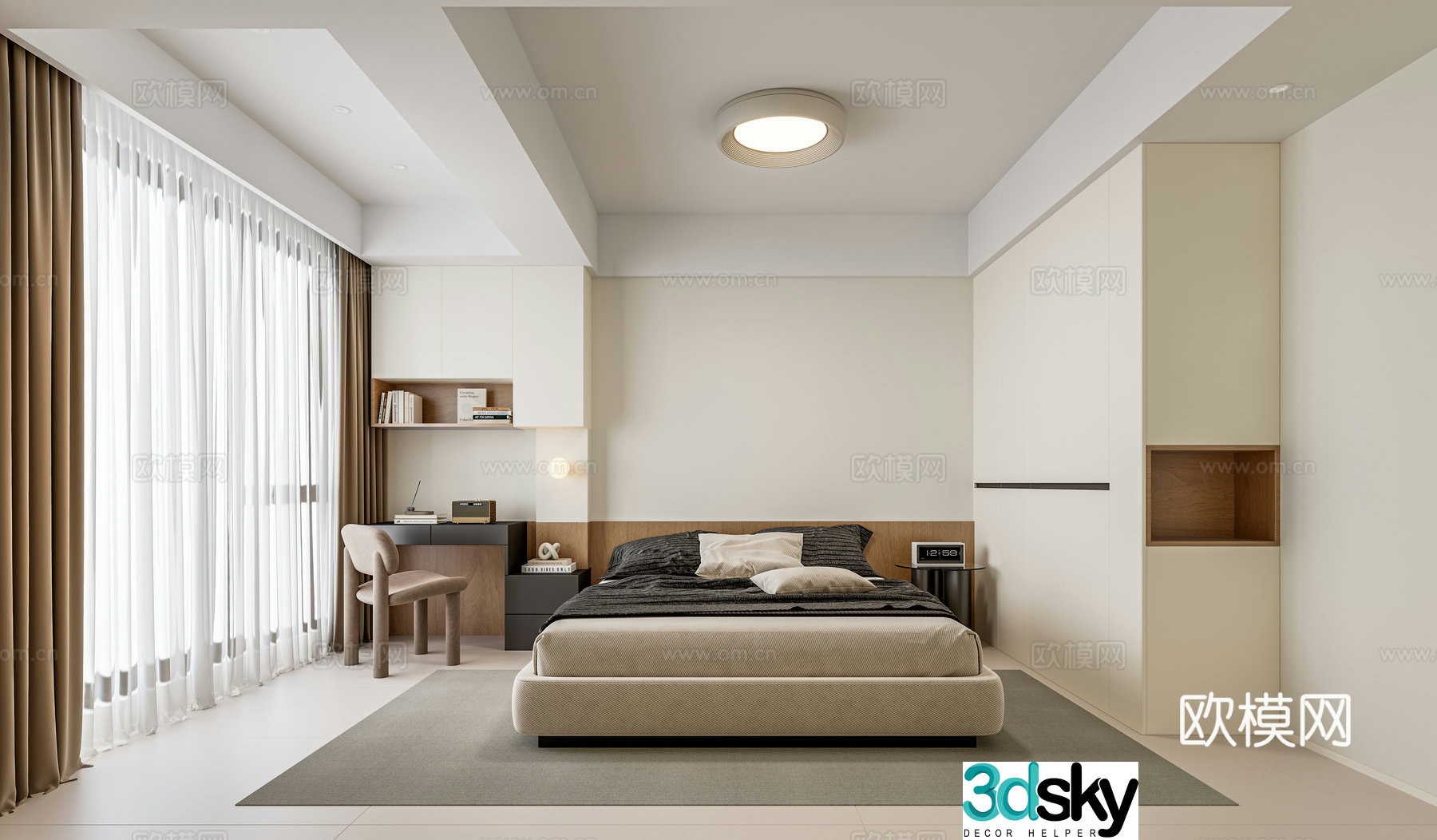 Creamy wind kids room 3d model