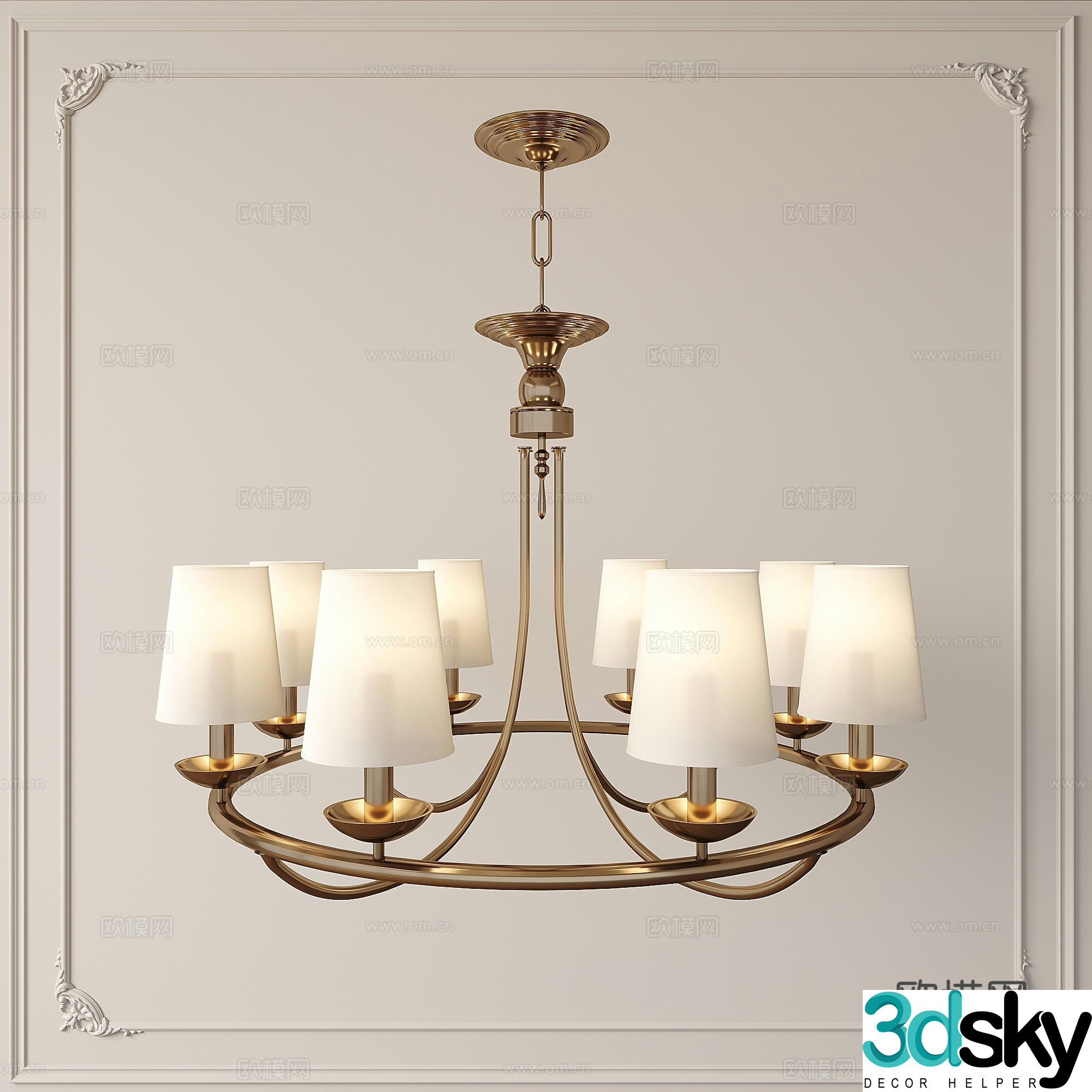French simple chandelier 3d model