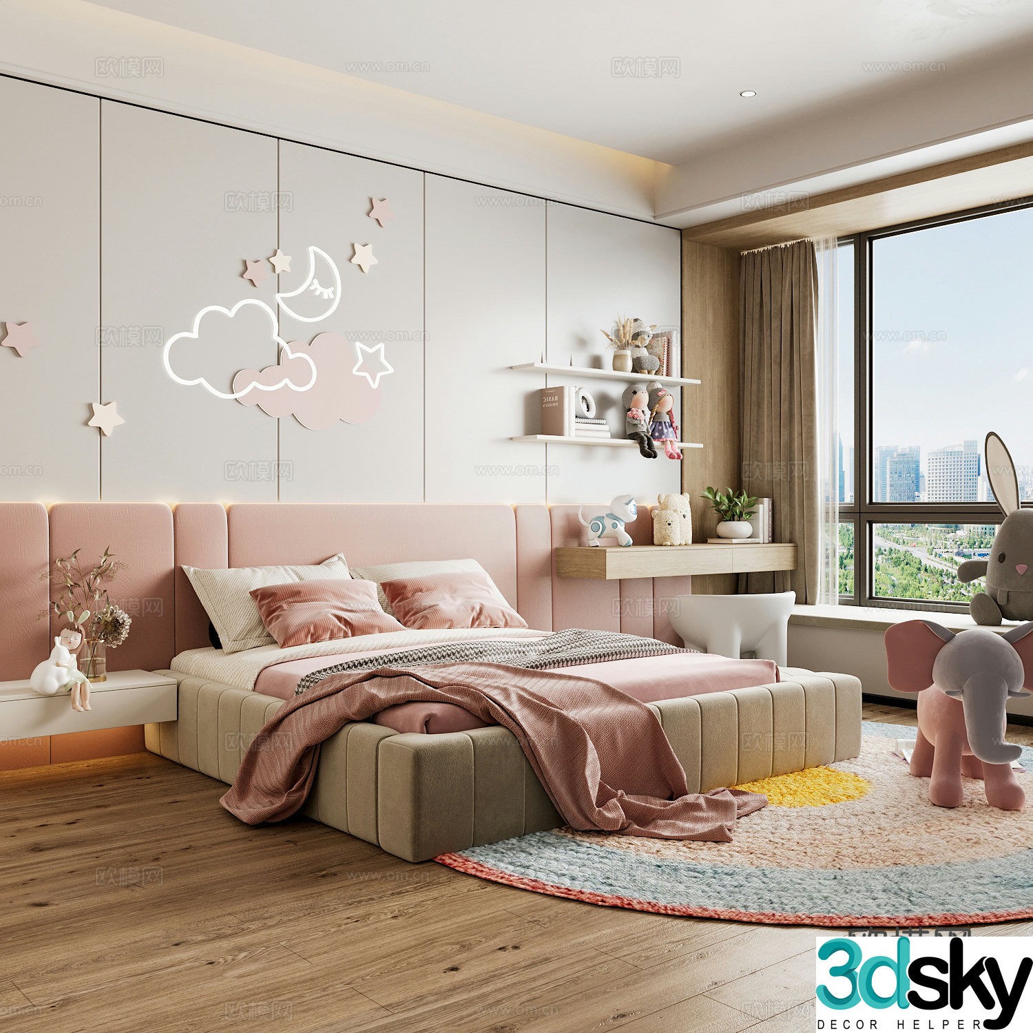 Modern children’s room boy’s room girl’s room children’s bed children’s wardrobe children’s desk 3d model